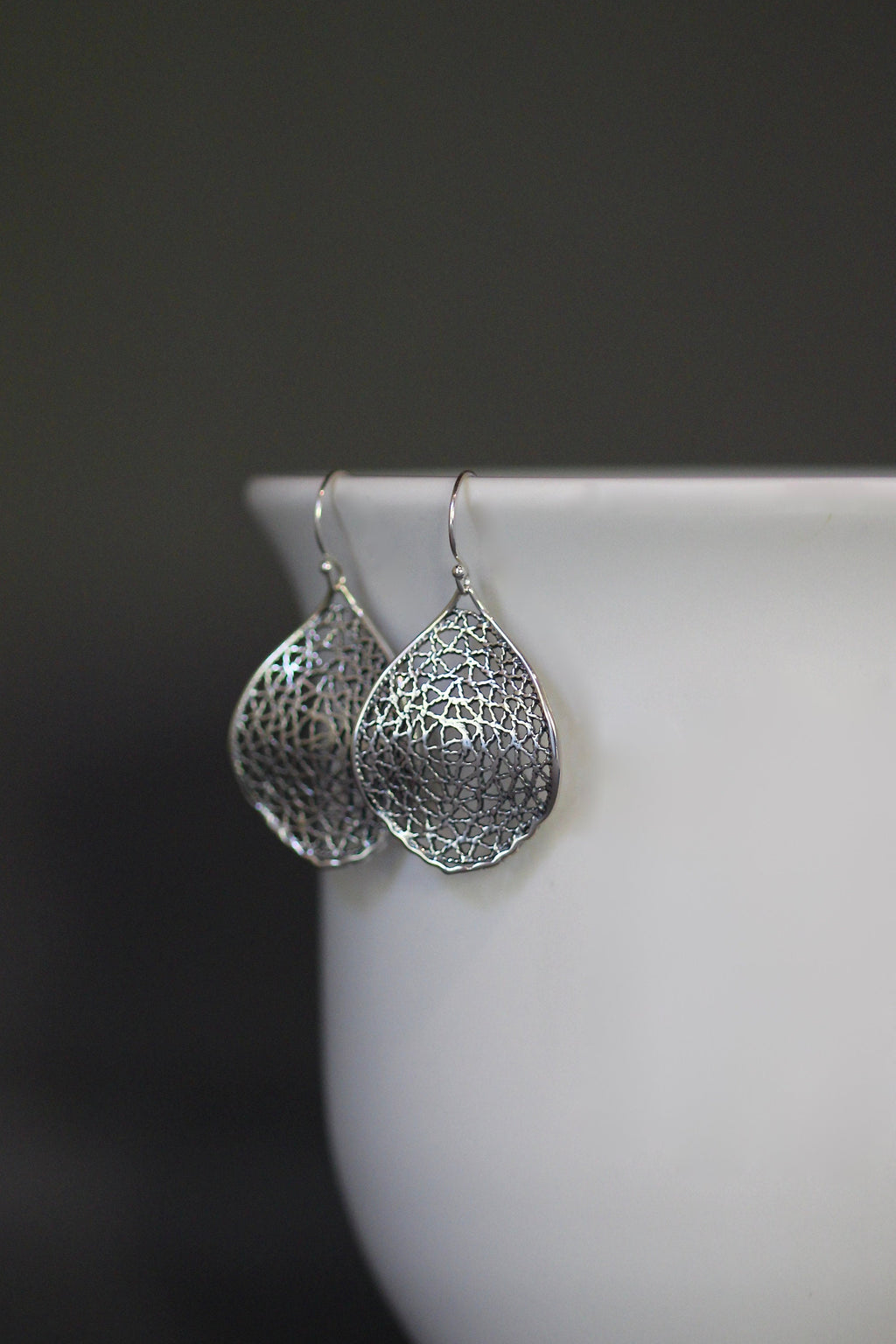 Bali Sterling Silver Wavy Filigree Dangle Earrings