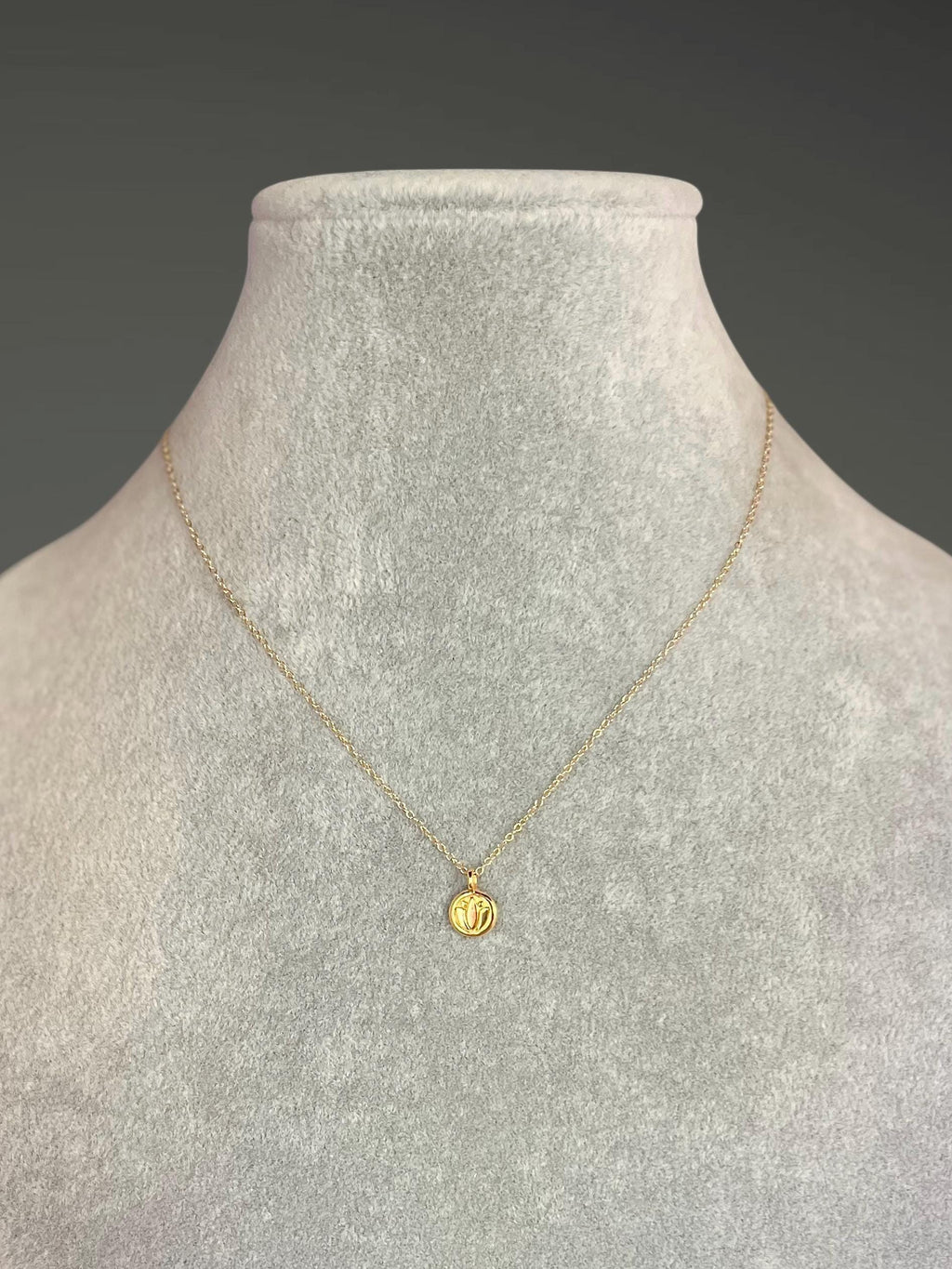 Gold Vermeil Lotus Flower Charm Necklace