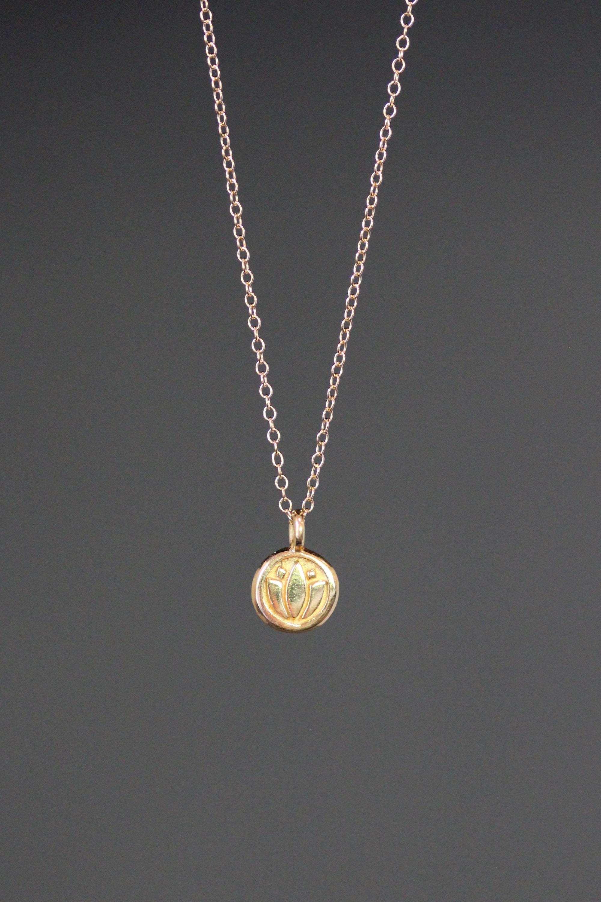 Gold Vermeil Lotus Flower Charm Necklace