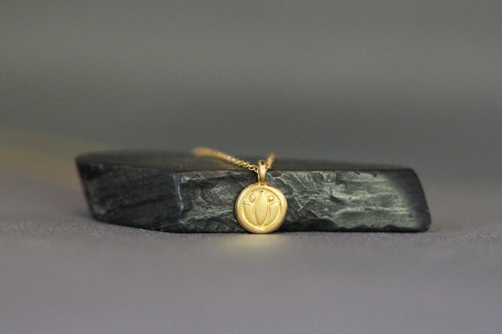 Gold Vermeil Lotus Flower Charm Necklace