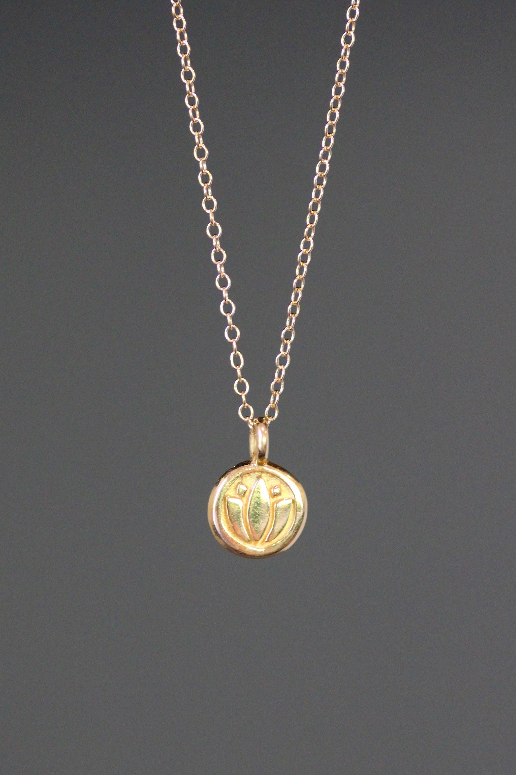Gold Vermeil Lotus Flower Charm Necklace