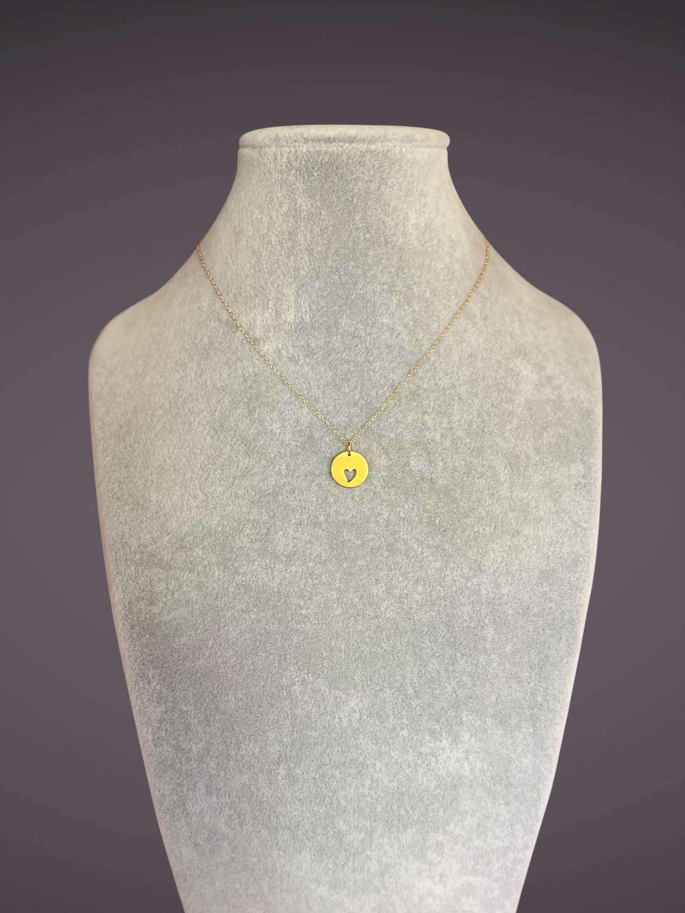 Cut-Out Heart Charm Necklace in Gold Vermeil on a Gold Filled Chain