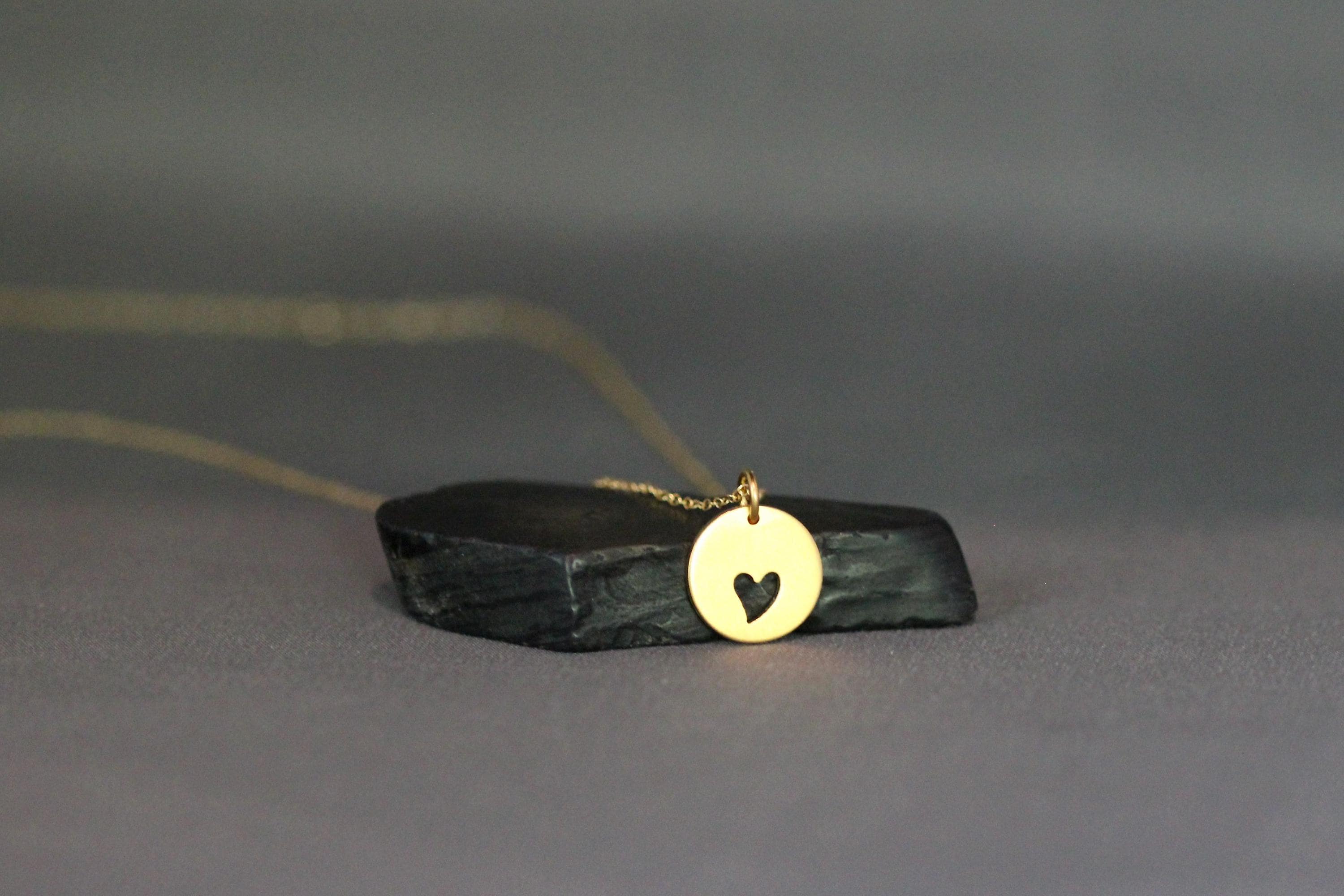 Cut-Out Heart Charm Necklace in Gold Vermeil on a Gold Filled Chain