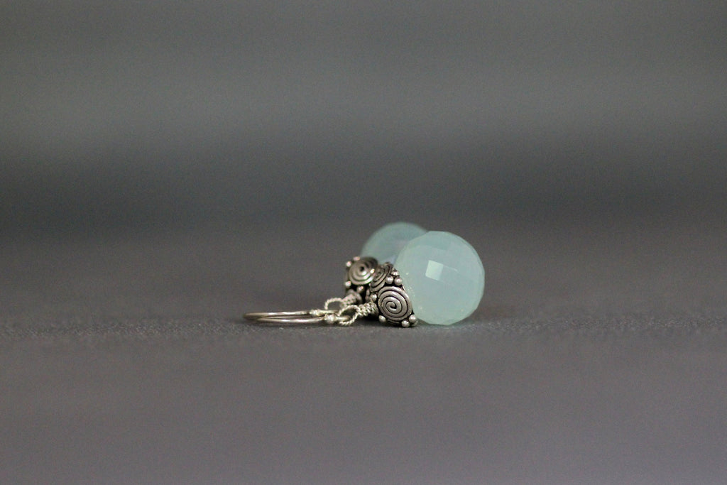 Aqua Chalcedony Dangle Earrings