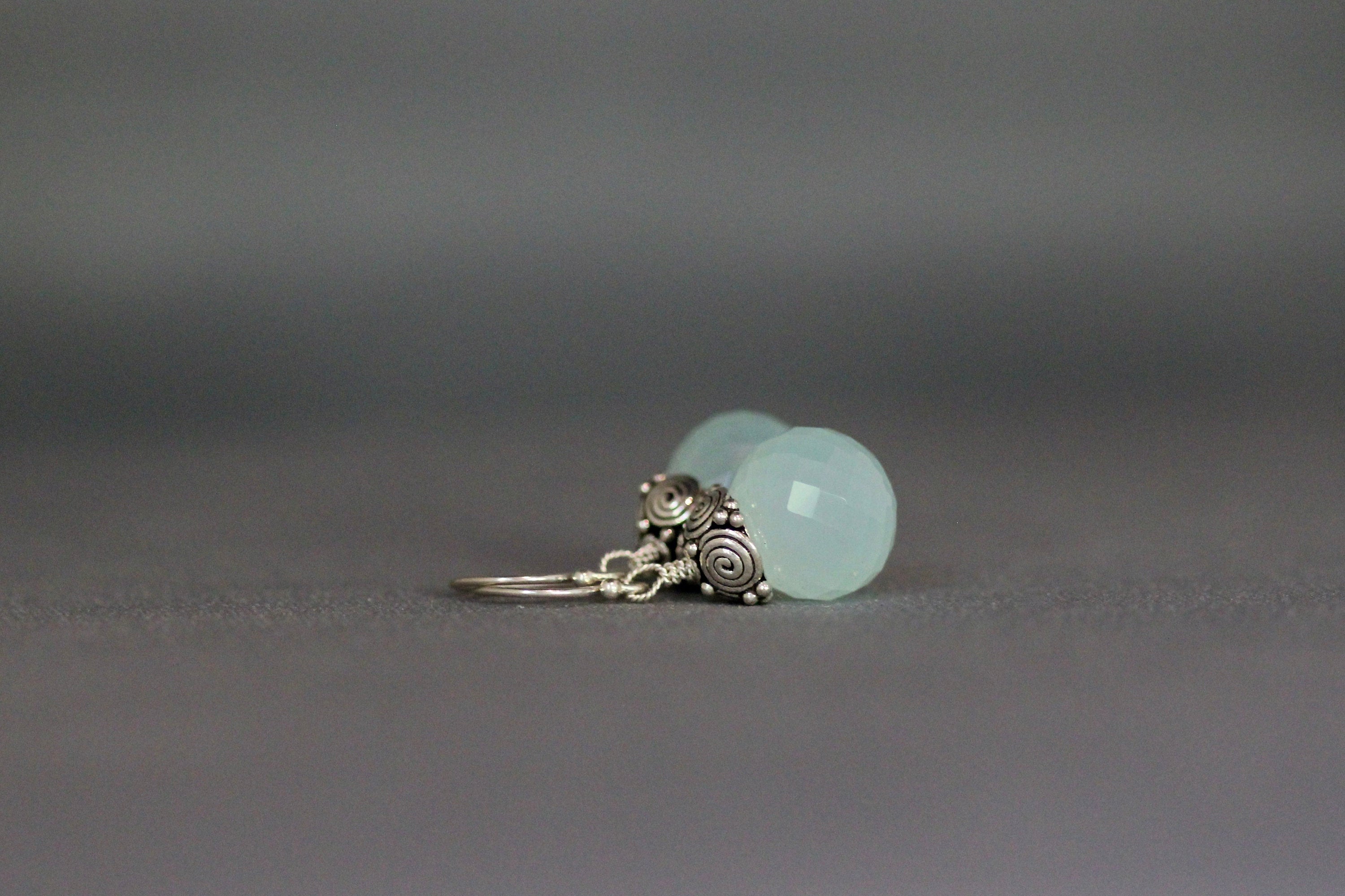 Aqua Chalcedony Dangle Earrings