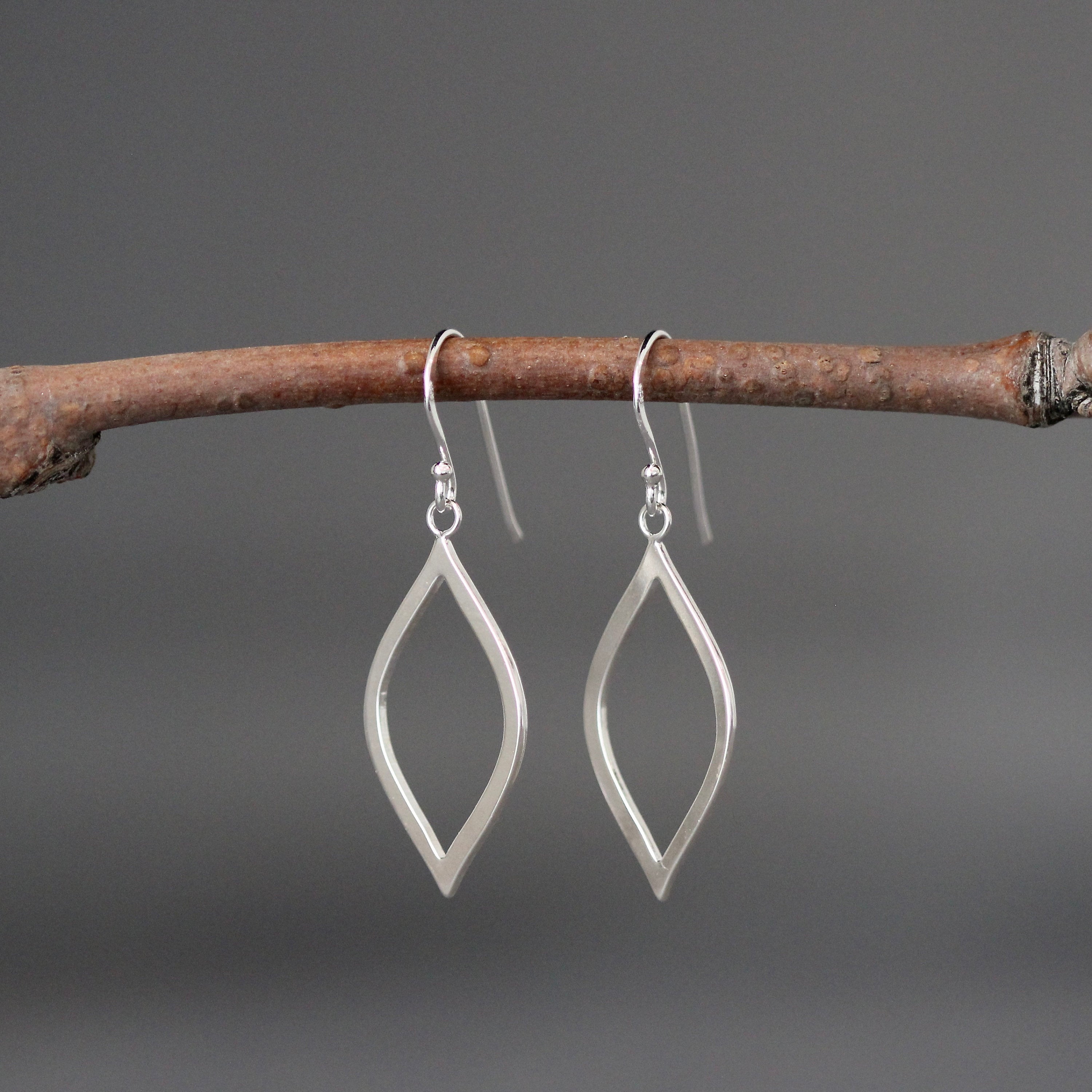 Matte Silver Marquise Charm Earrings