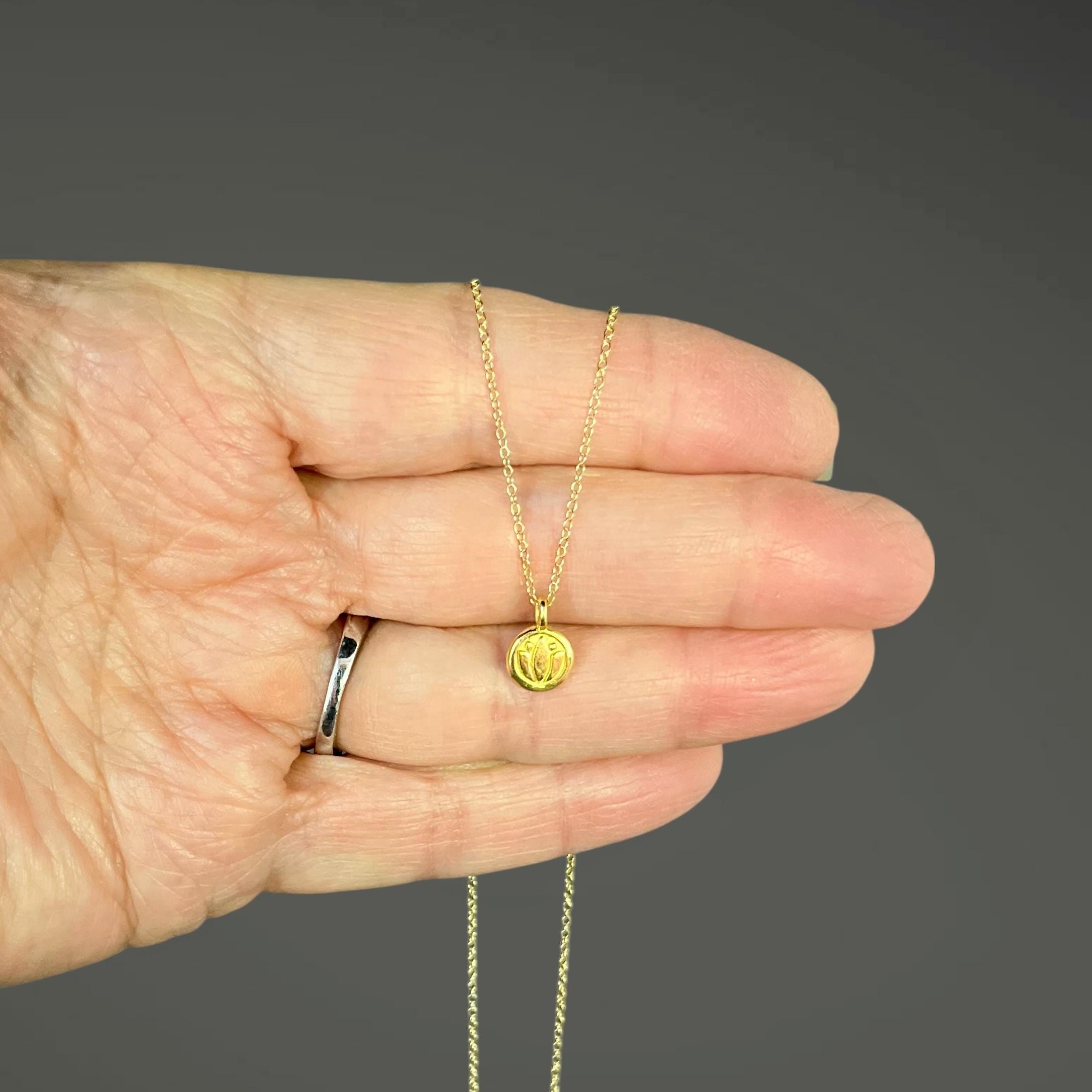 Gold Vermeil Lotus Flower Charm Necklace