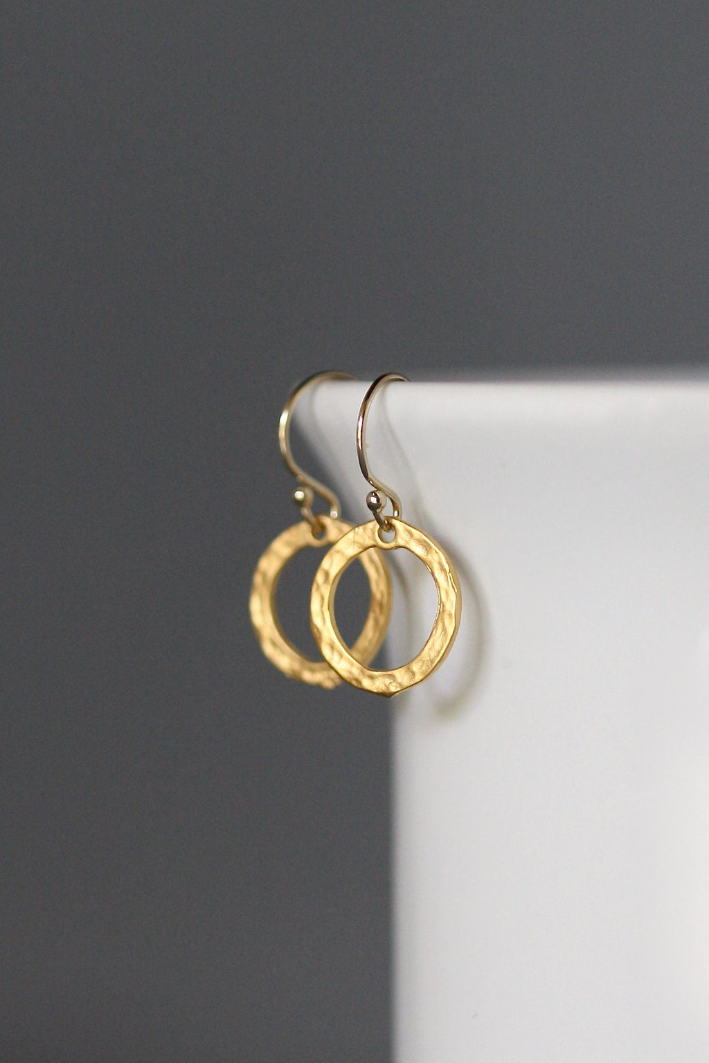 Hammered Gold Vermeil Circle Dangle Earrings