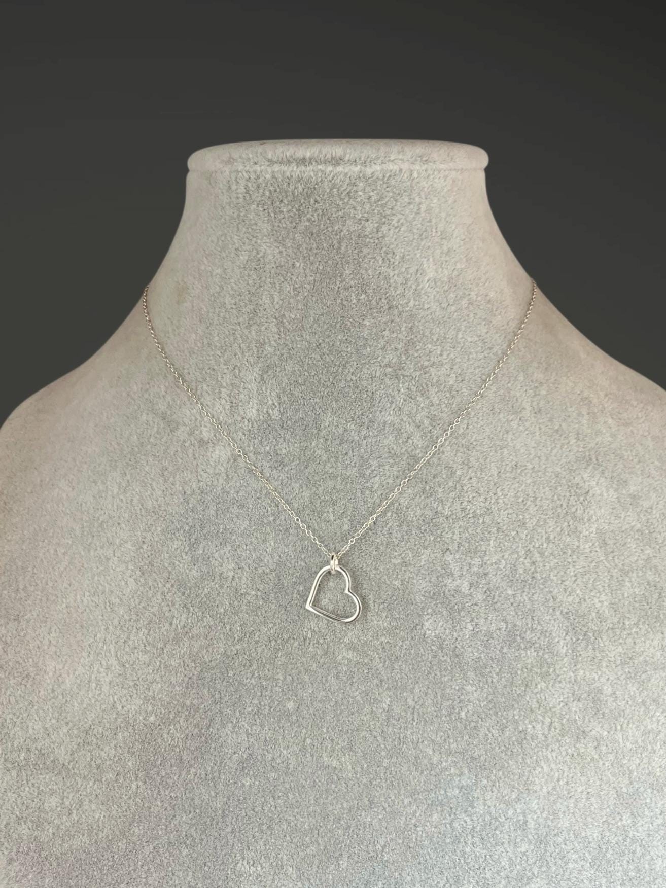 Floating Sterling Silver Heart Charm Pendant Necklace