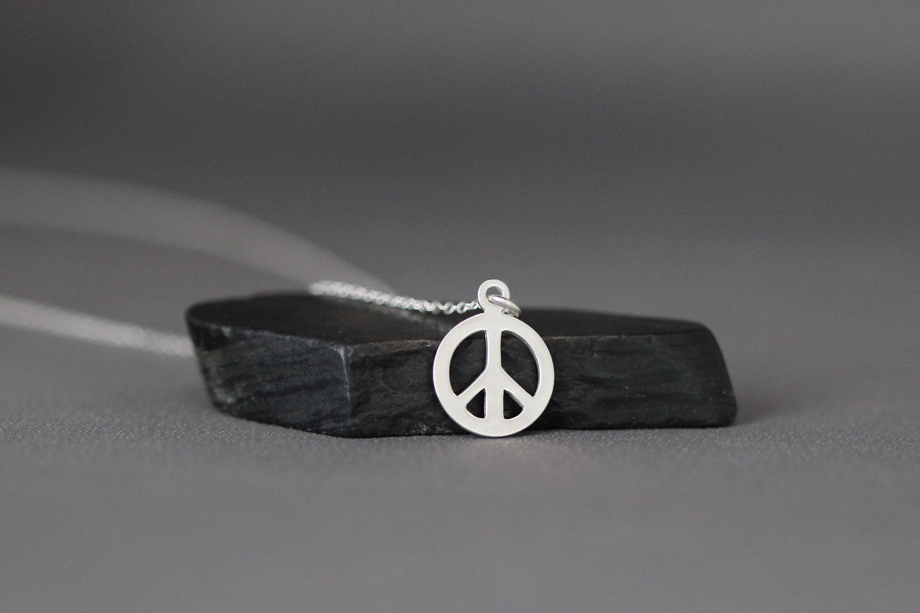 Sterling Silver Peace Sign Pendant Necklace