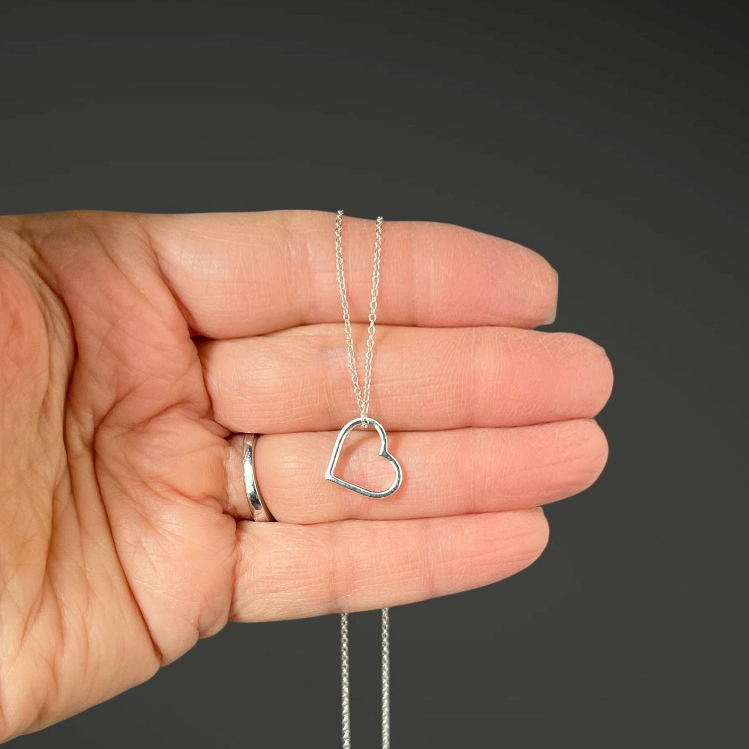 Sterling Silver Floating Heart Pendant Necklace