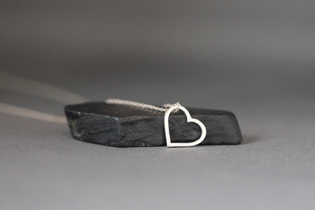 Sterling Silver Floating Heart Pendant Necklace