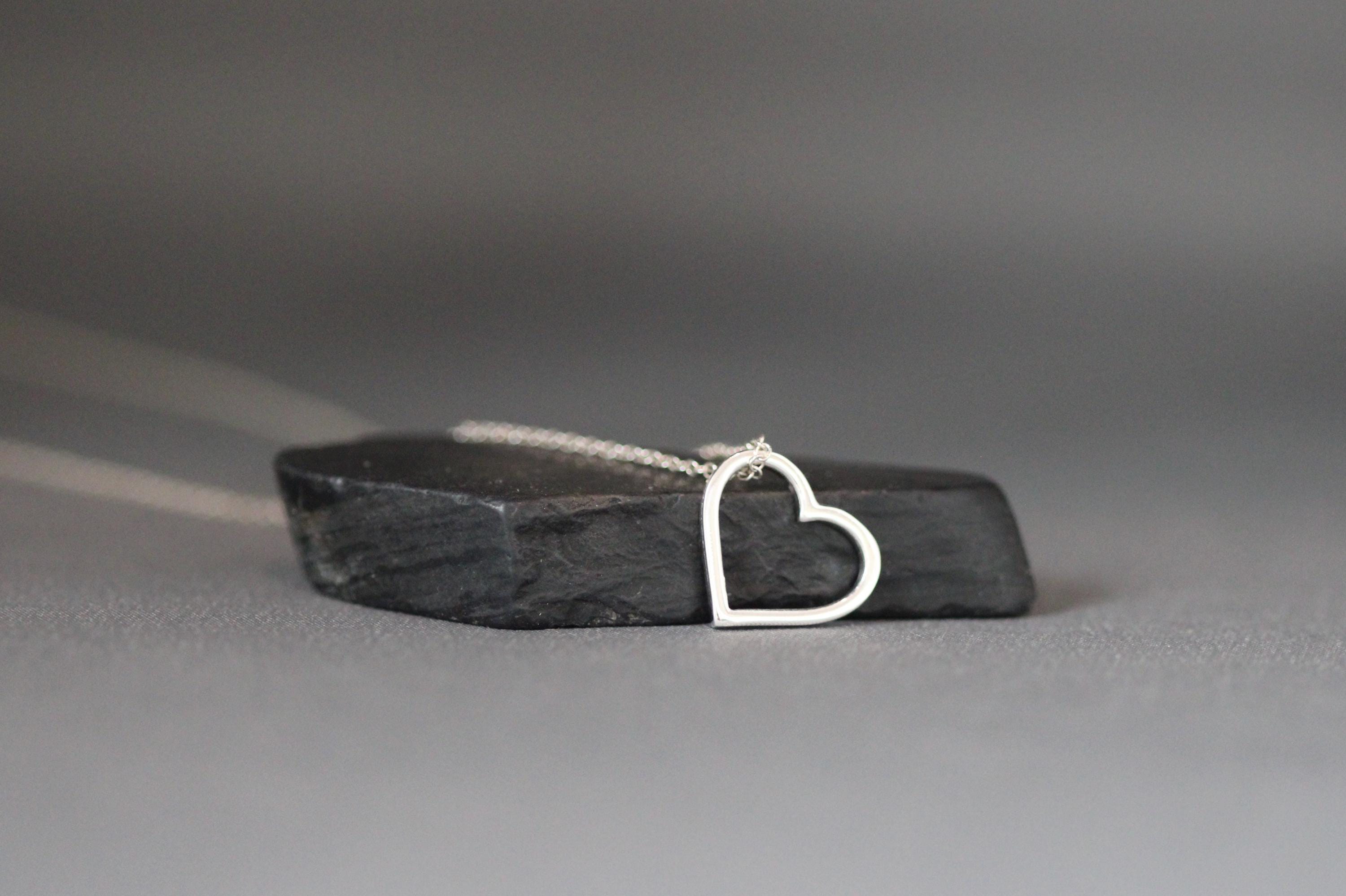 Sterling Silver Floating Heart Pendant Necklace