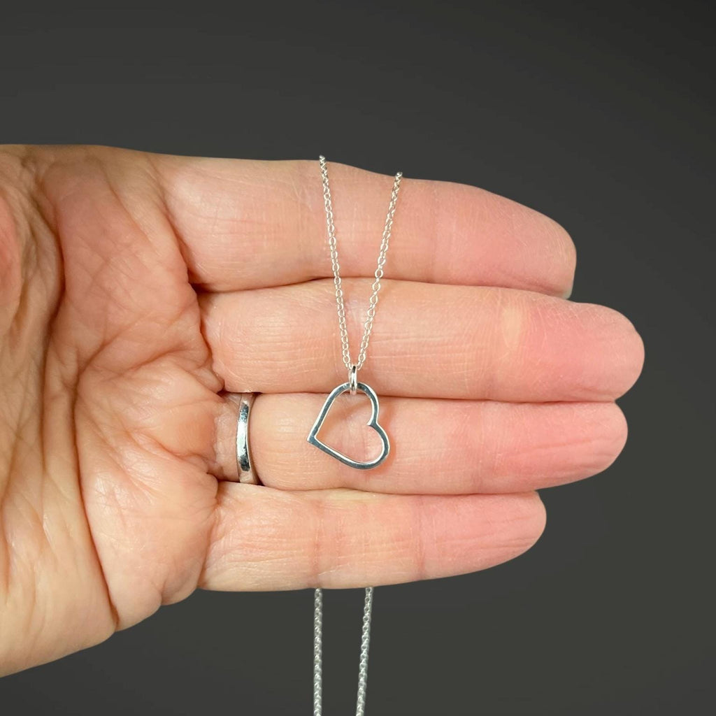 Floating Sterling Silver Heart Charm Pendant Necklace