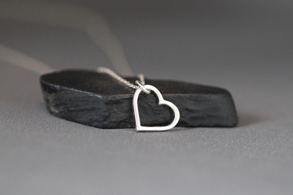 Floating Sterling Silver Heart Charm Pendant Necklace