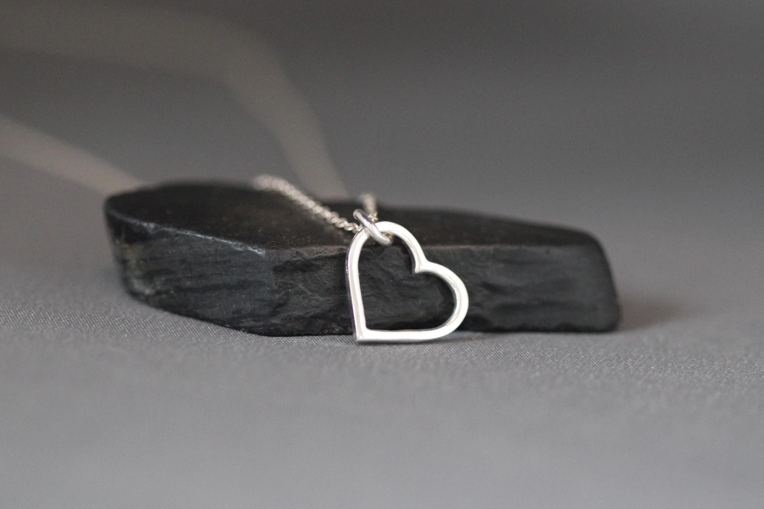 Floating Sterling Silver Heart Charm Pendant Necklace