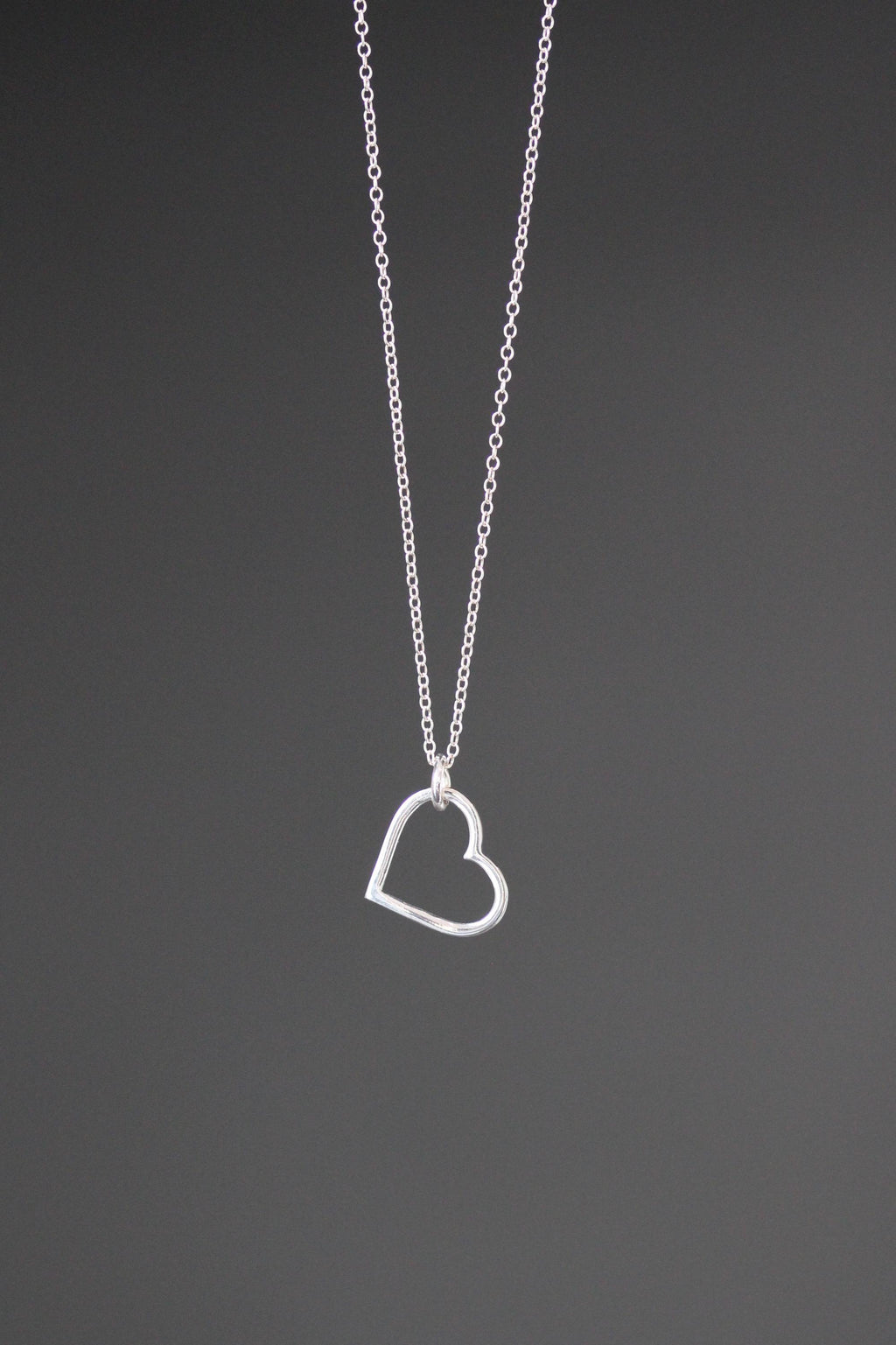 Floating Sterling Silver Heart Charm Pendant Necklace