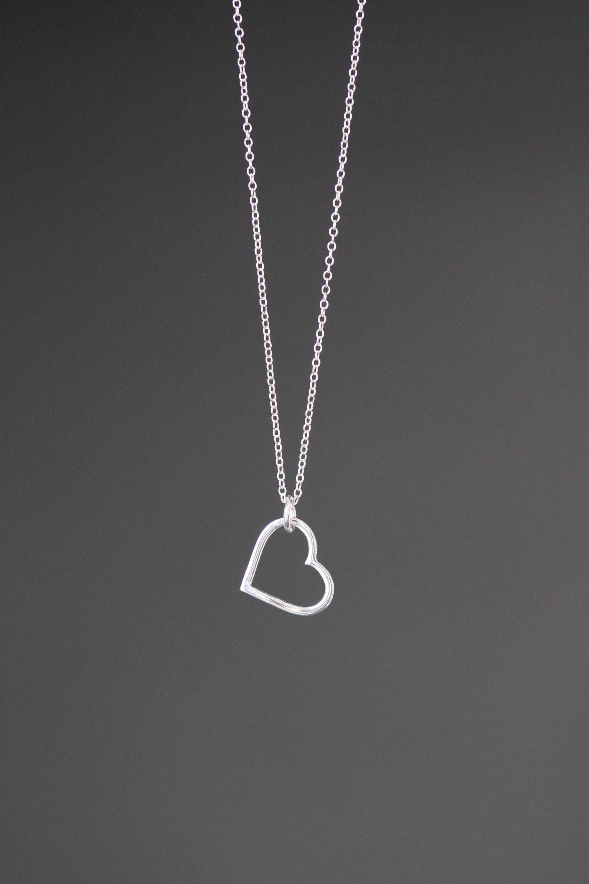 Floating Sterling Silver Heart Charm Pendant Necklace