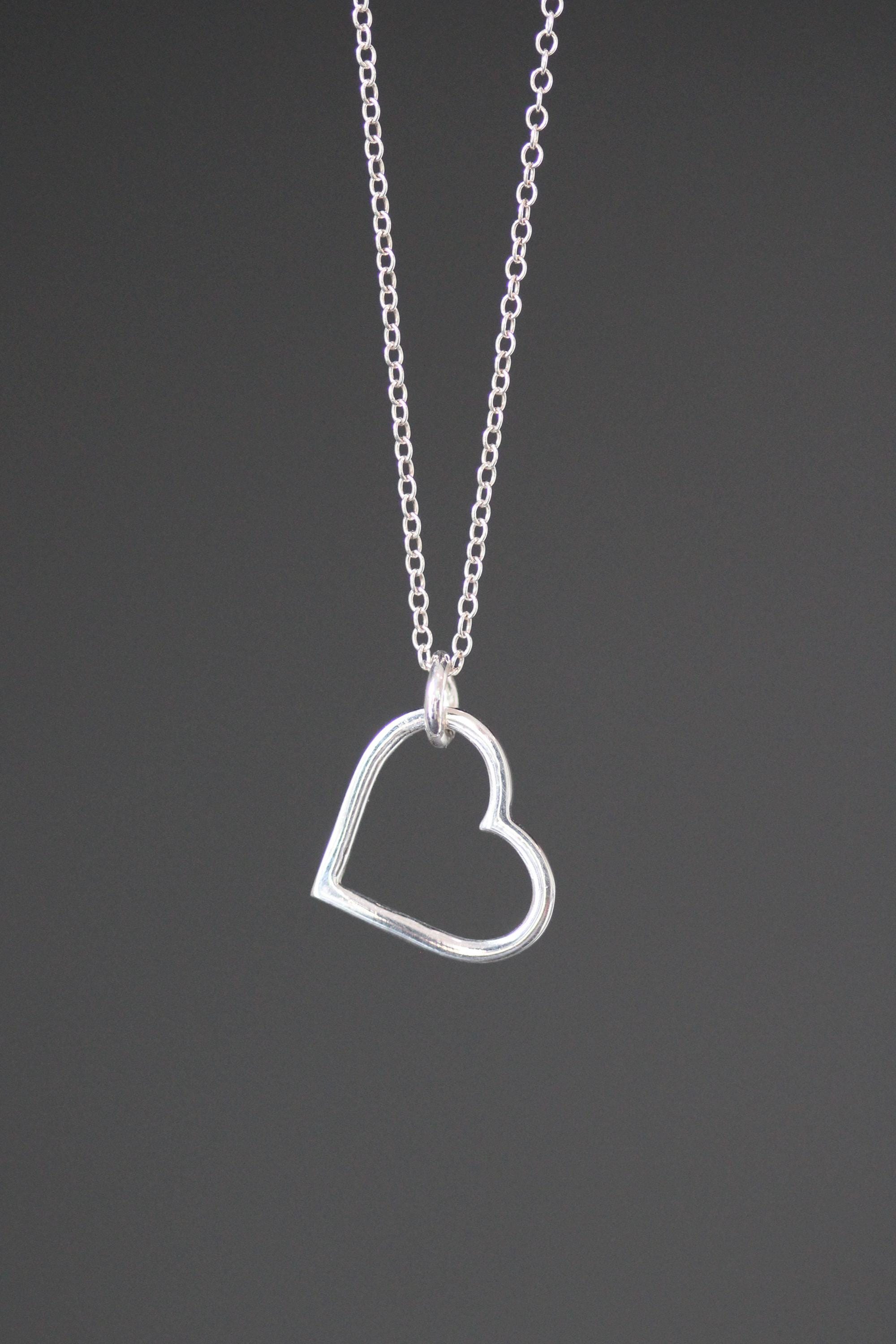Floating Sterling Silver Heart Charm Pendant Necklace