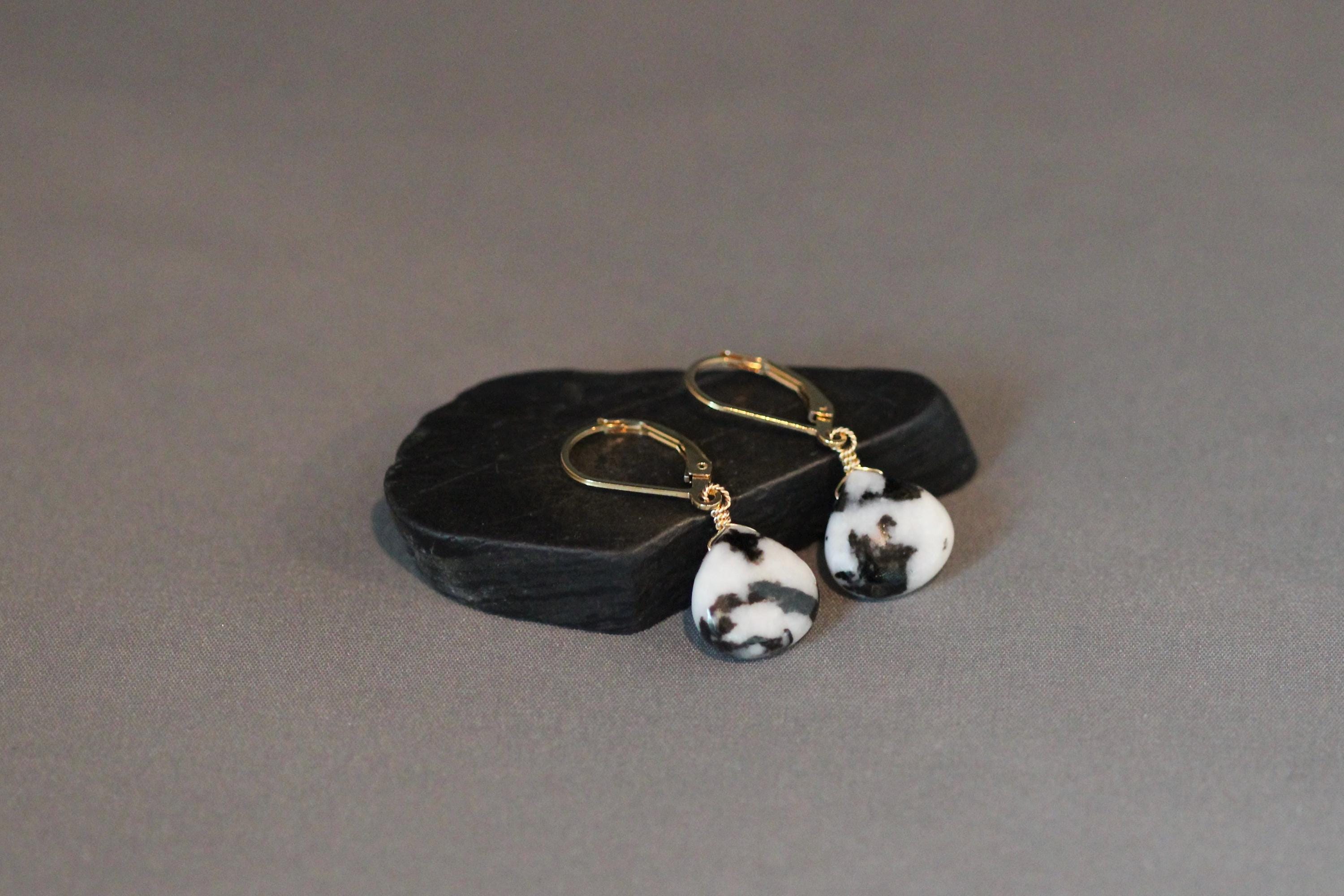 White Buffalo Turquoise Teardrop Earrings on Gold Filled Leverbacks