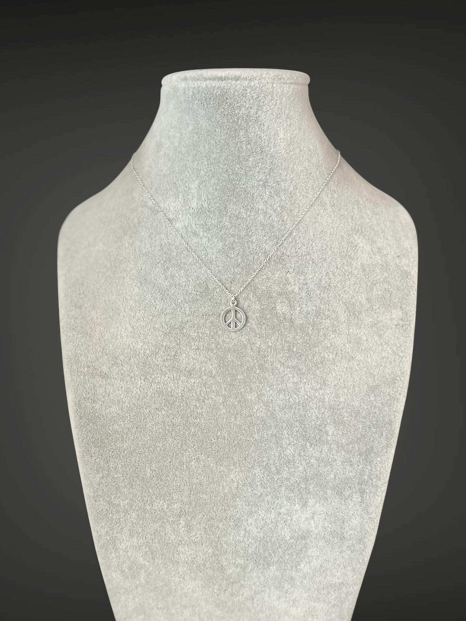 Sterling Silver Peace Sign Pendant Necklace