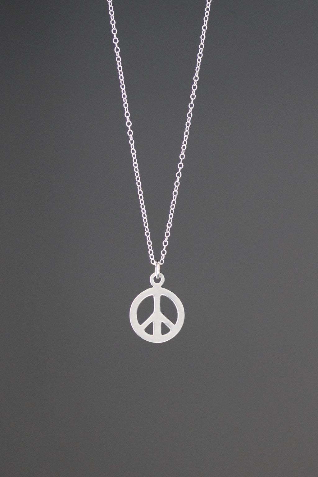 Sterling Silver Peace Sign Pendant Necklace