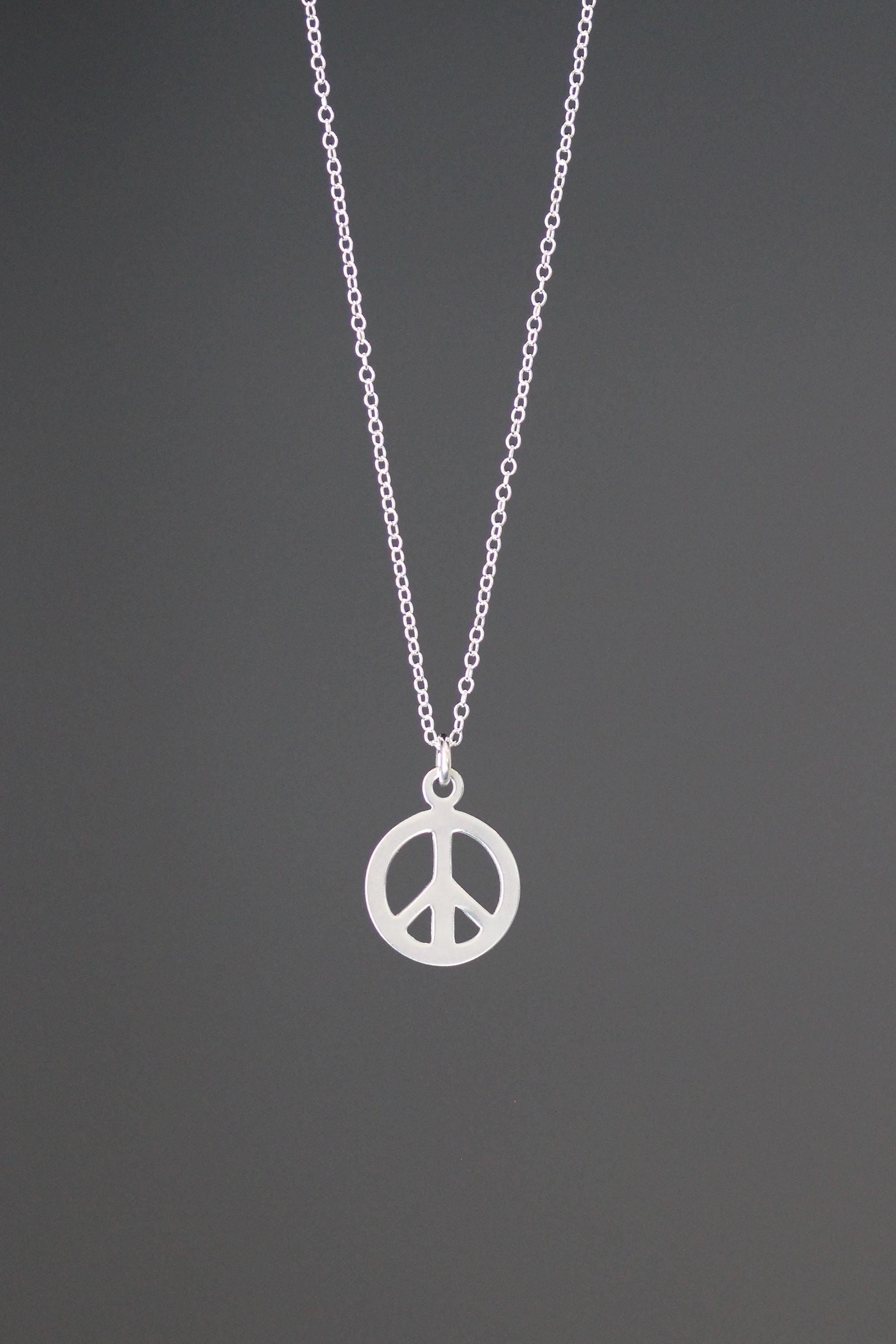 Sterling Silver Peace Sign Pendant Necklace