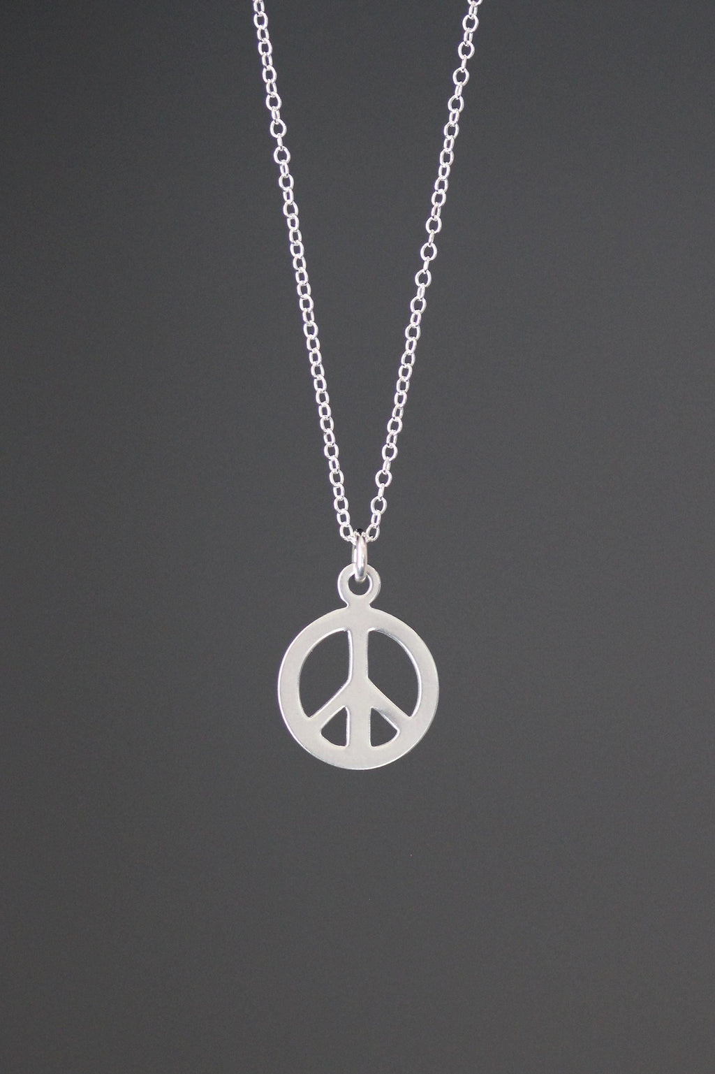 Sterling Silver Peace Sign Pendant Necklace