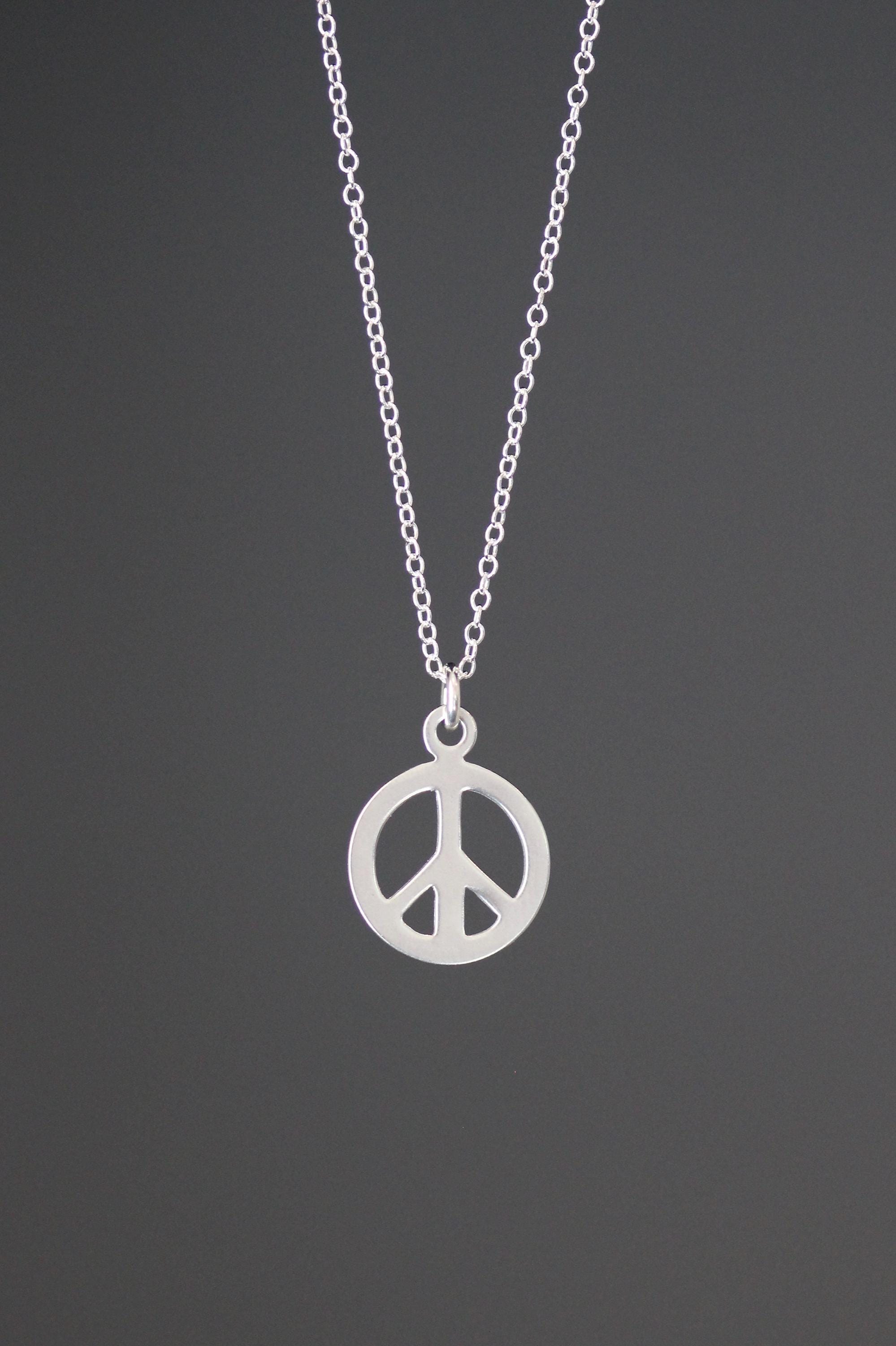 Sterling Silver Peace Sign Pendant Necklace