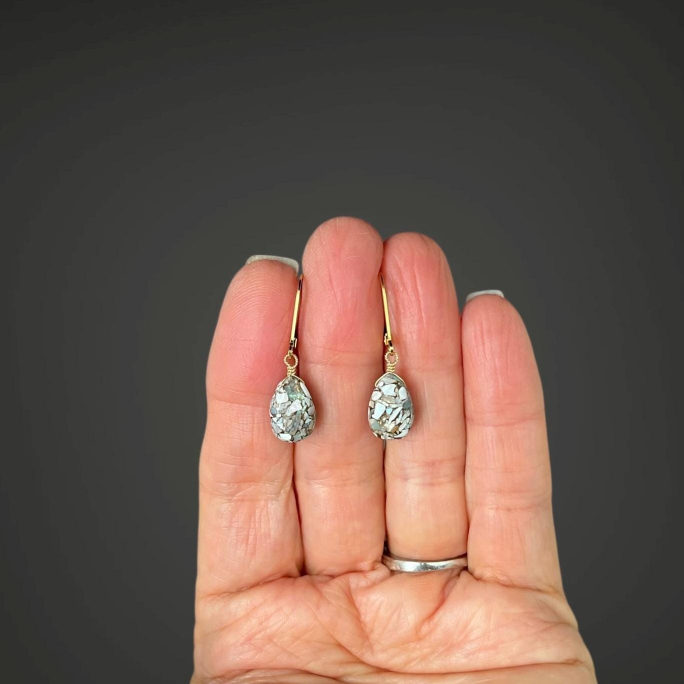 Copper Australian Opal Teardrop Earrings on Gold Filled Leverbacks
