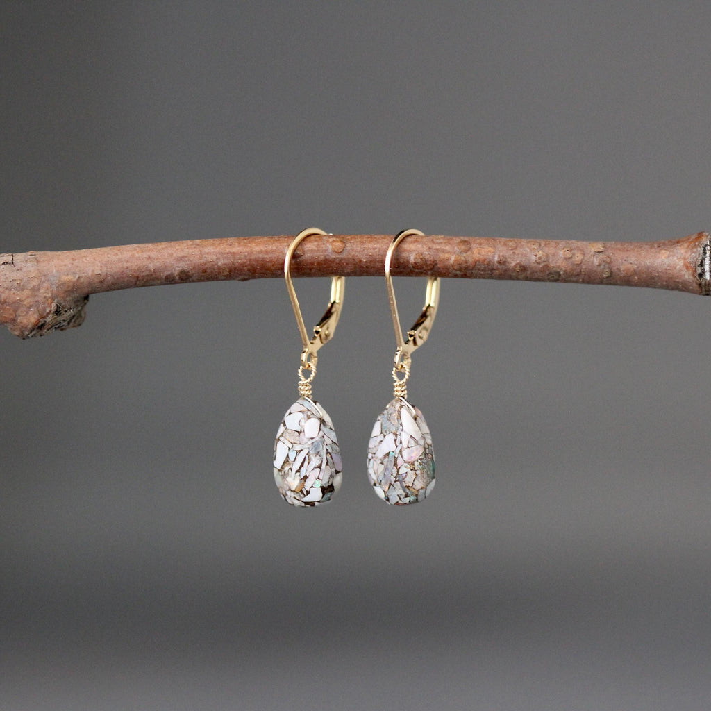 Copper Australian Opal Teardrop Earrings on Gold Filled Leverbacks