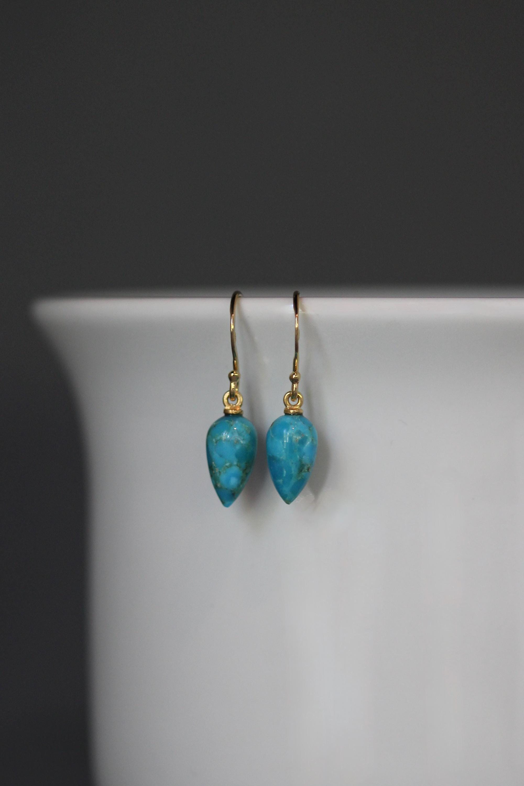 Blue Copper Arizona Turquoise Earrings