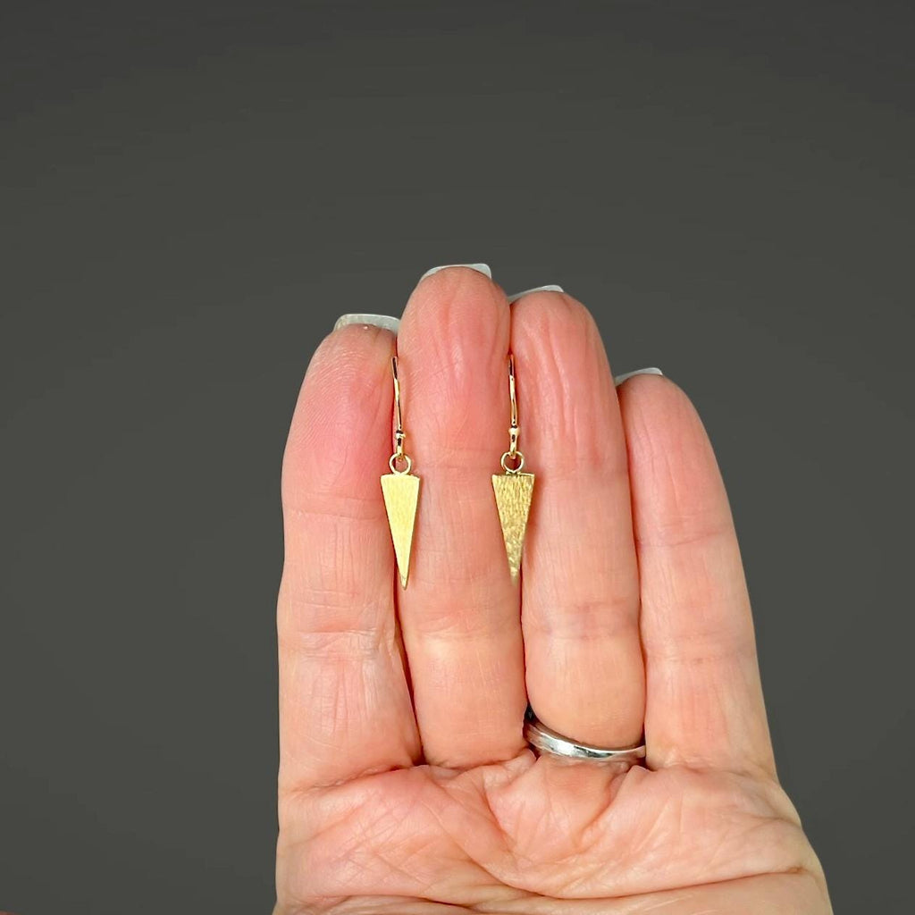 Matte Gold Vermeil Triangle Spike Dangle Earrings