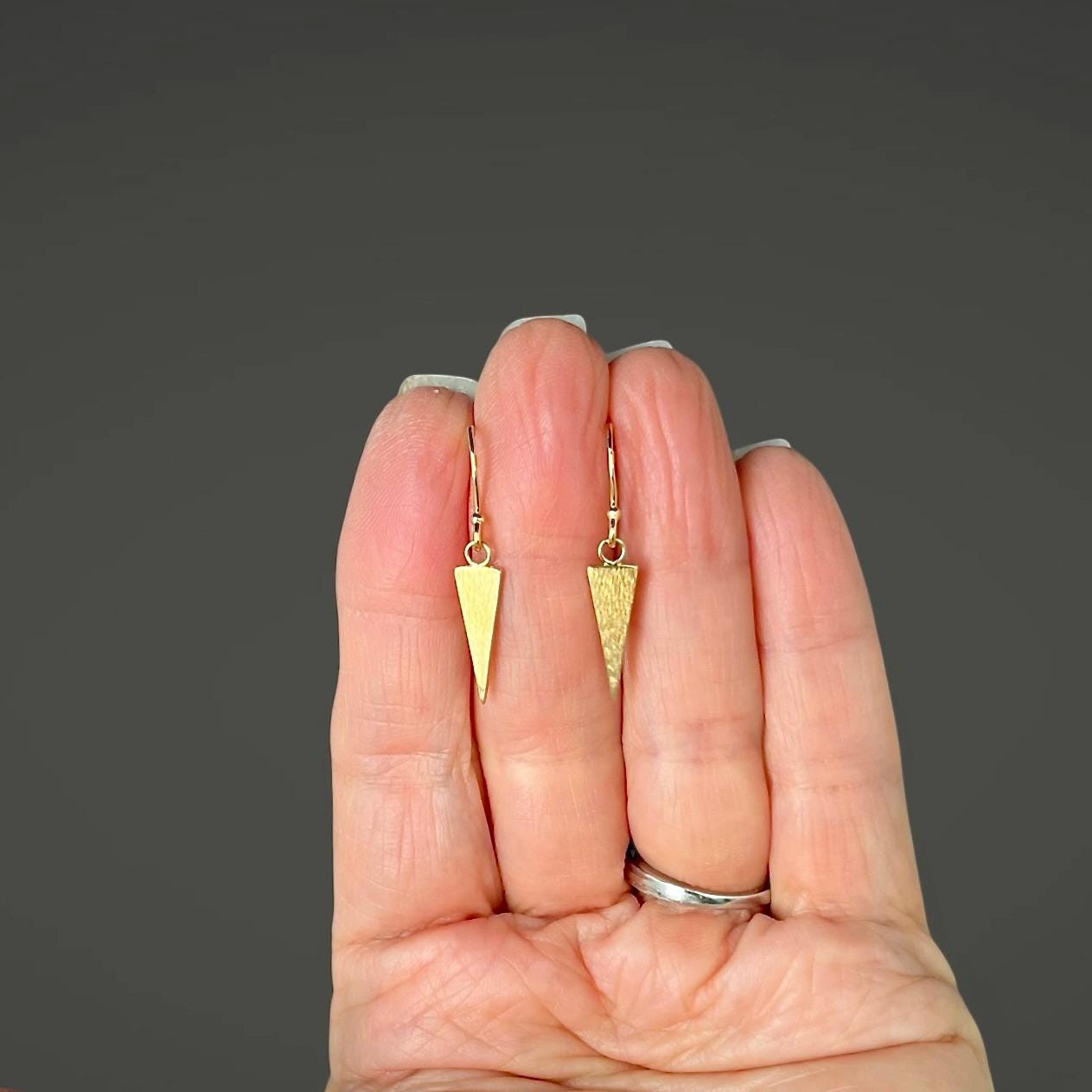 Matte Gold Vermeil Triangle Spike Dangle Earrings