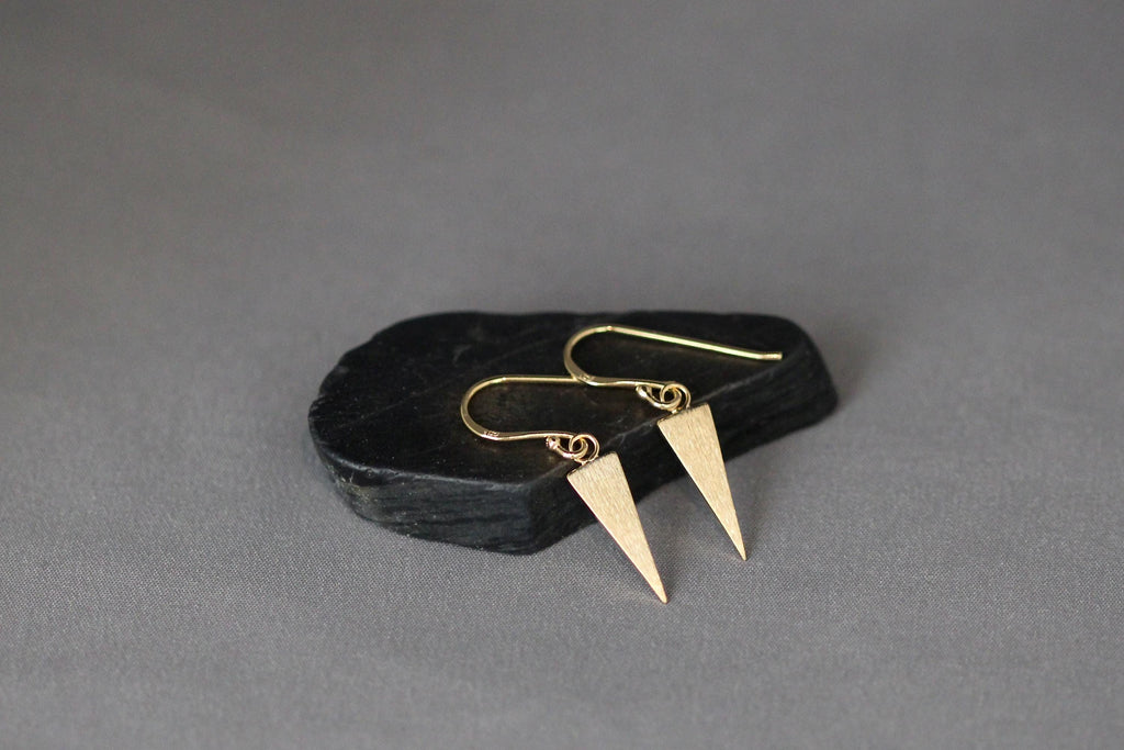 Matte Gold Vermeil Triangle Spike Dangle Earrings