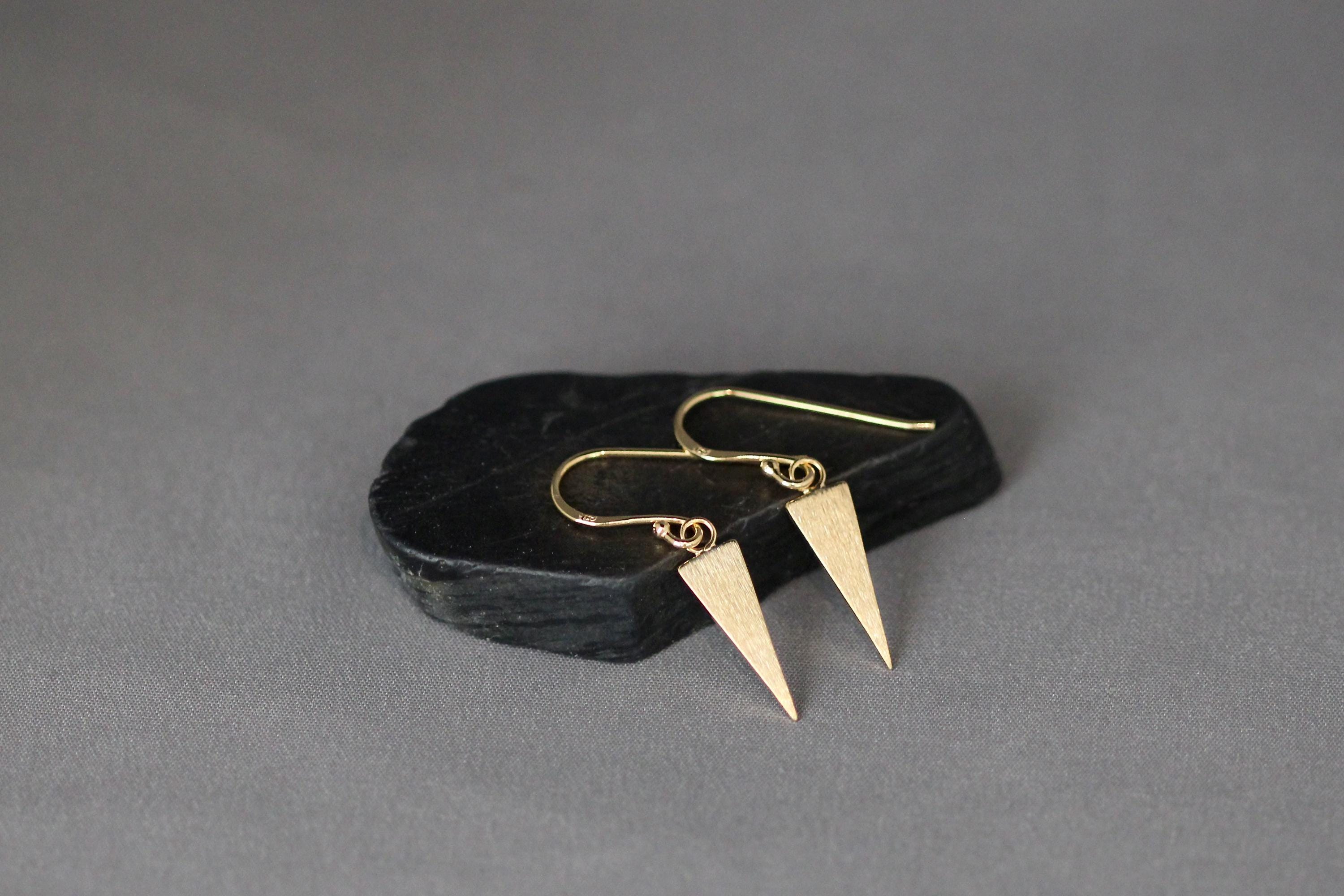 Matte Gold Vermeil Triangle Spike Dangle Earrings