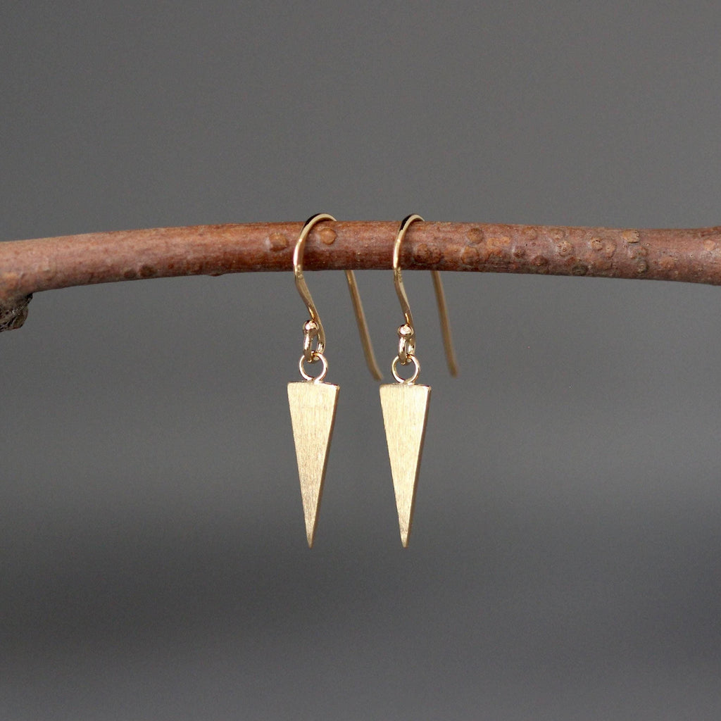 Matte Gold Vermeil Triangle Spike Dangle Earrings