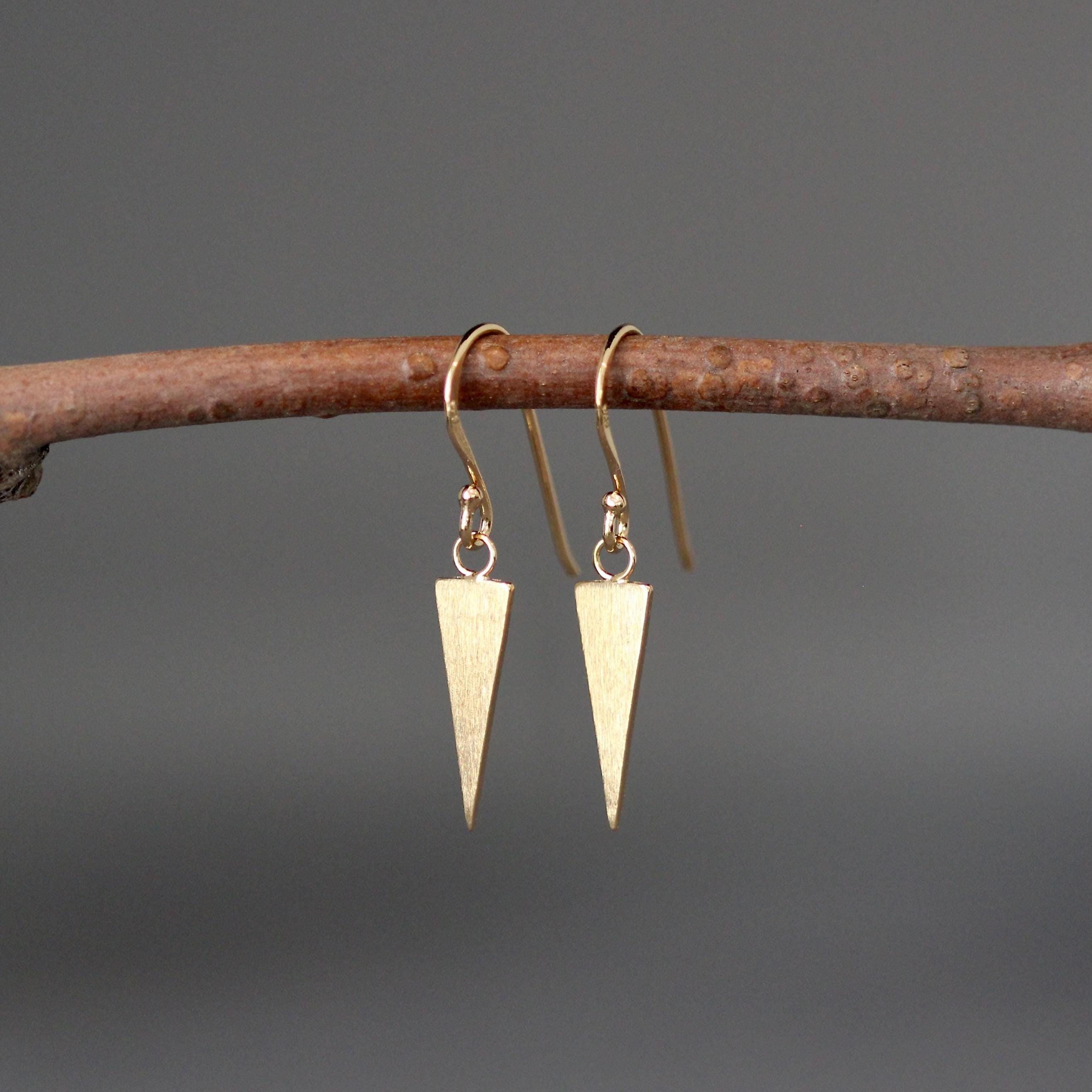 Matte Gold Vermeil Triangle Spike Dangle Earrings