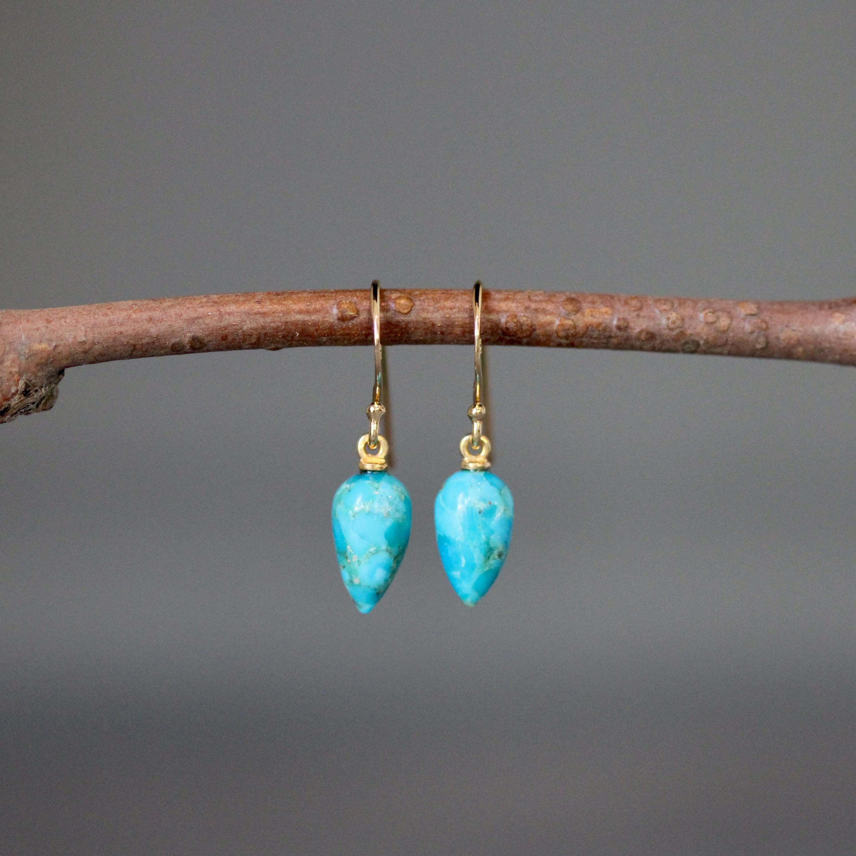 Blue Copper Arizona Turquoise Earrings