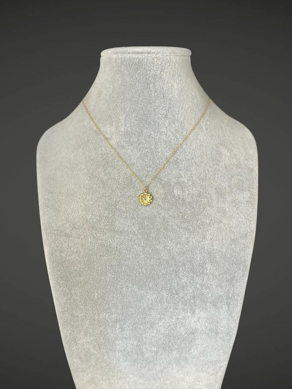 Gold Vermeil Flower Charm Pendant on Gold Filled Chain