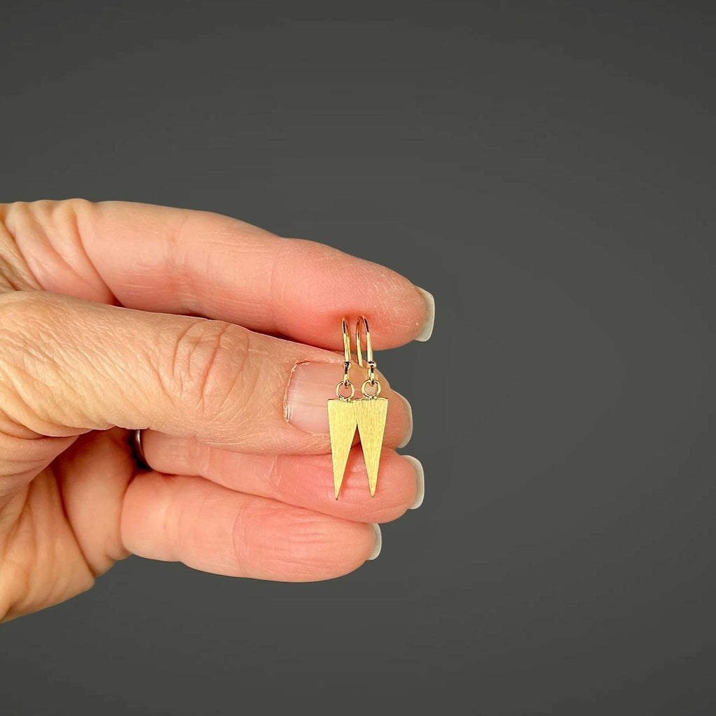 Matte Gold Vermeil Triangle Spike Dangle Earrings