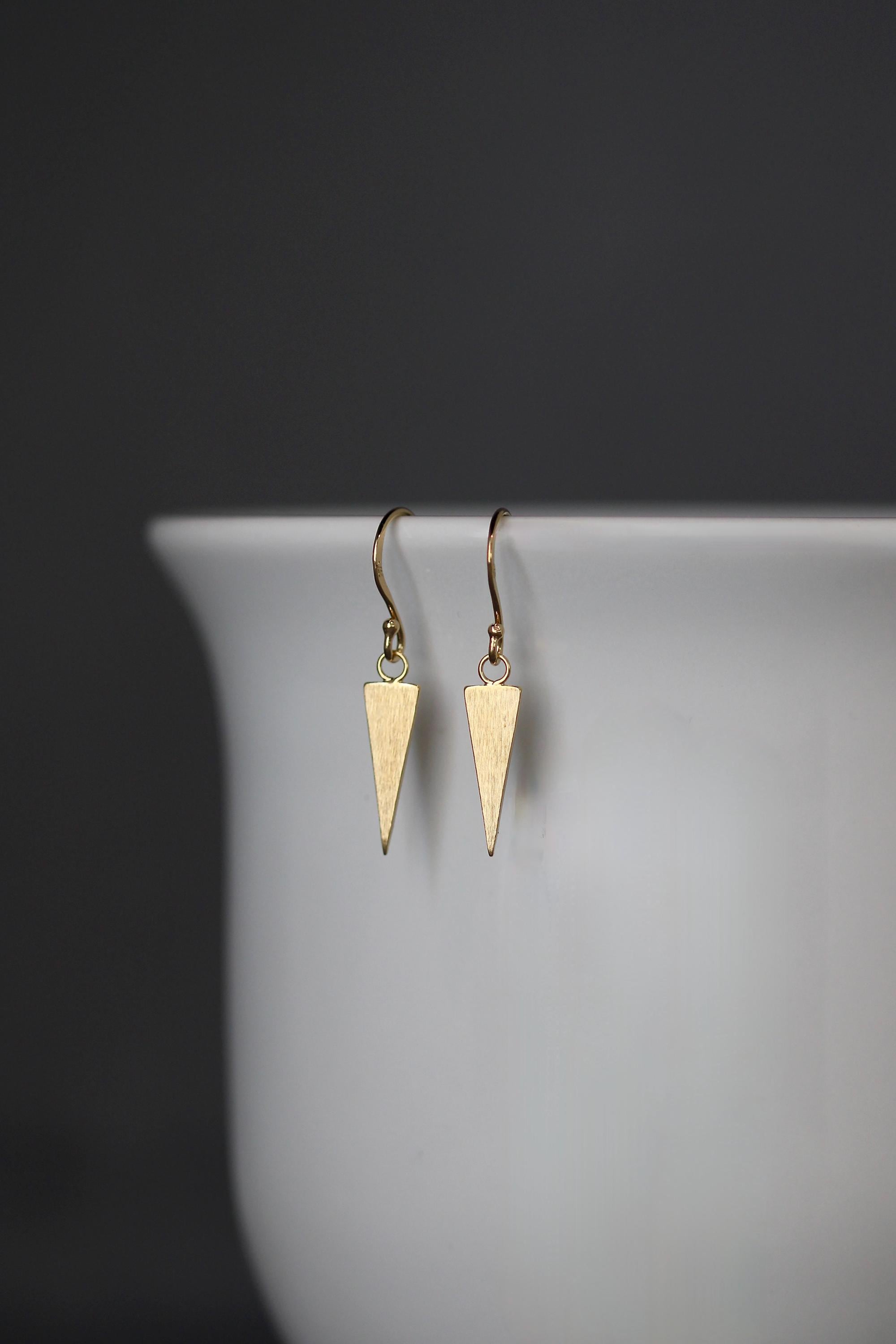 Matte Gold Vermeil Triangle Spike Dangle Earrings