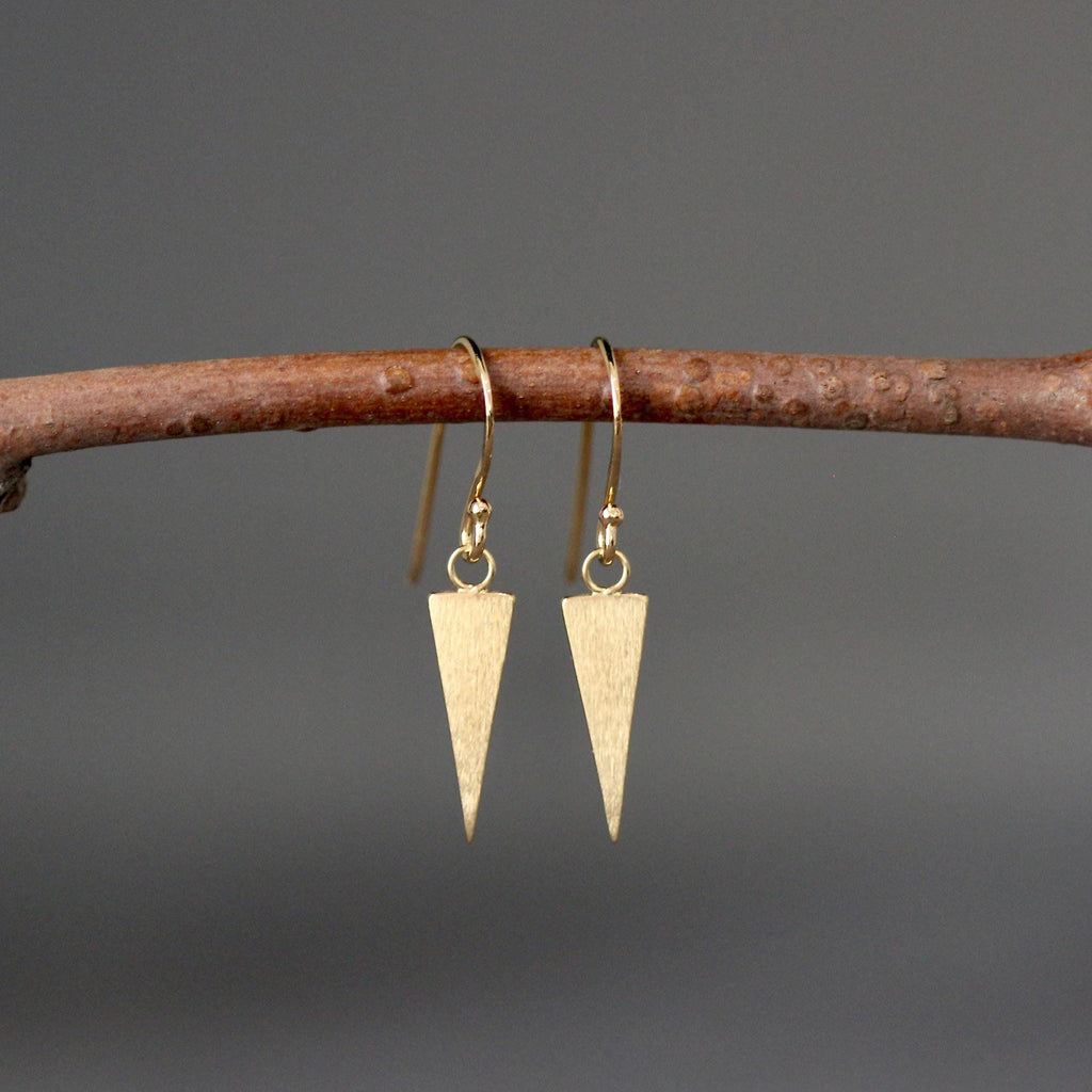 Matte Gold Vermeil Triangle Spike Dangle Earrings