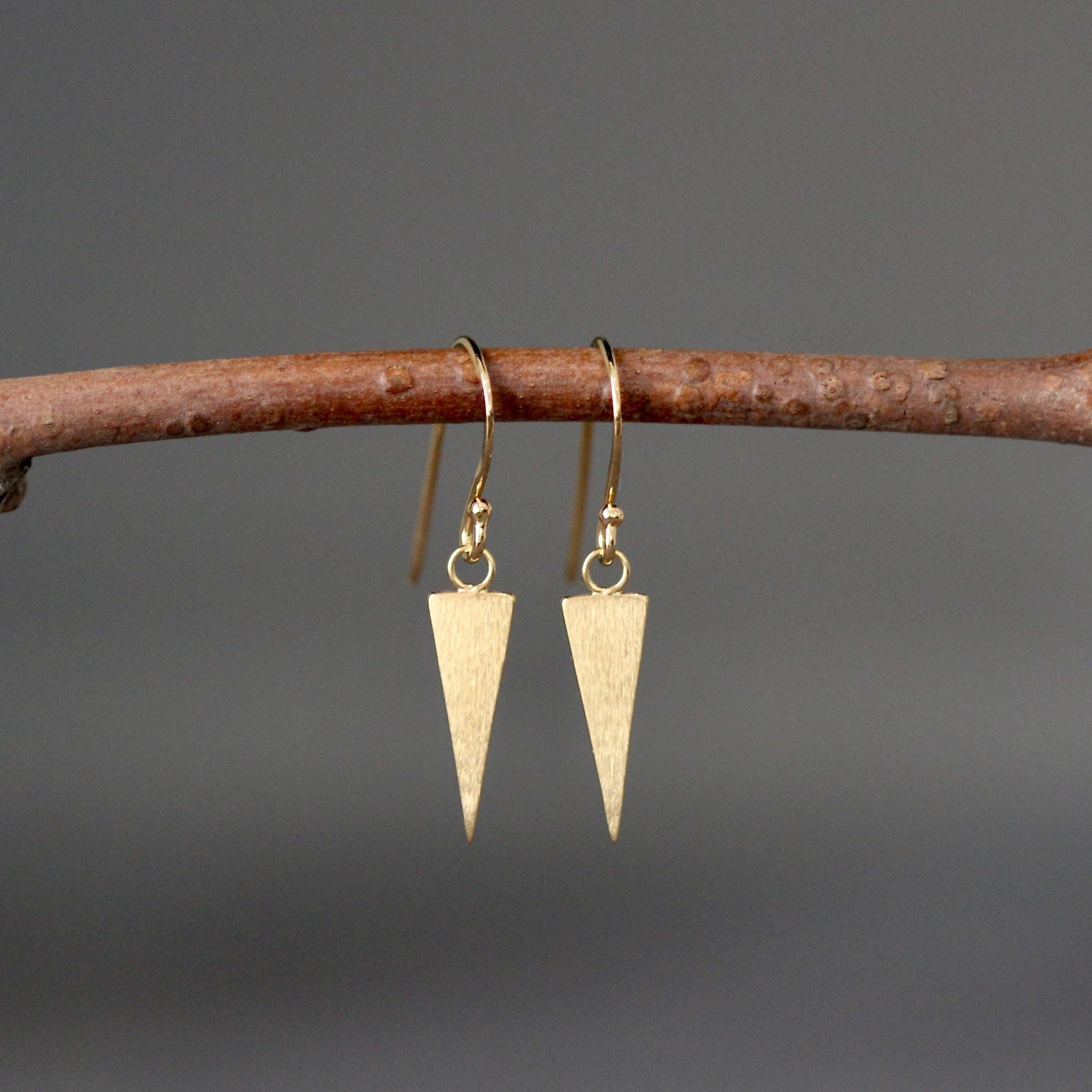 Matte Gold Vermeil Triangle Spike Dangle Earrings