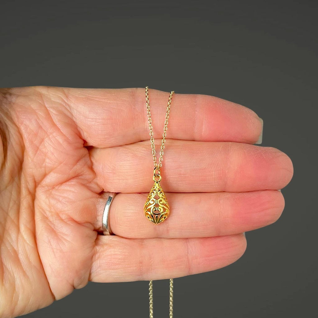 Gold Vermeil Filigree Pendant Necklace
