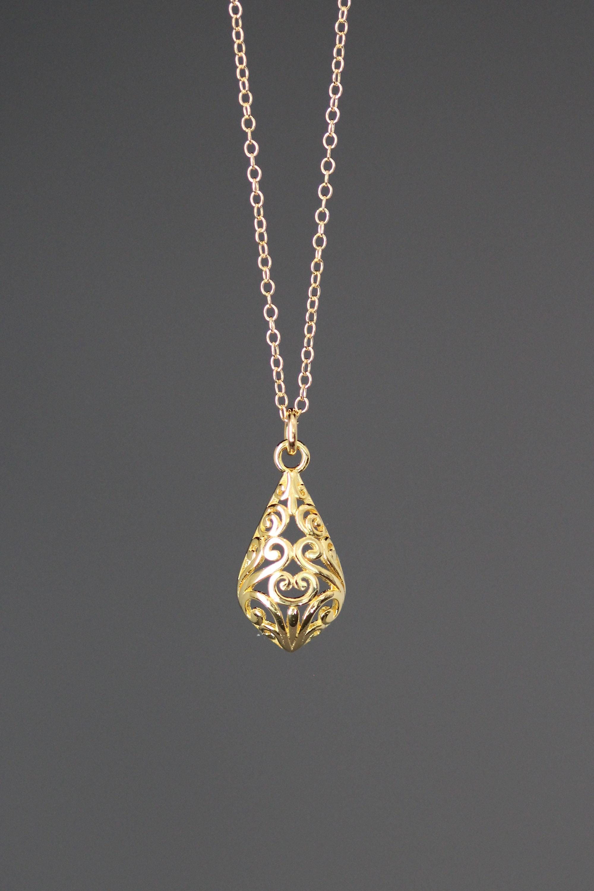 Gold Vermeil Filigree Pendant Necklace