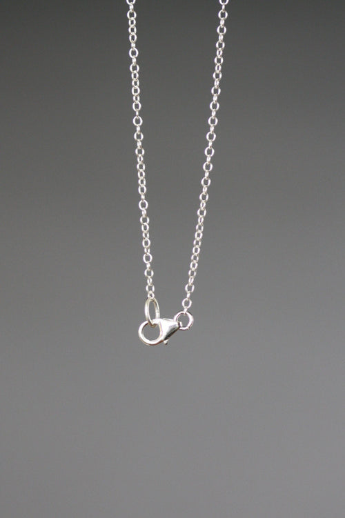 Sterling silver chain necklace with lobster clasp; pendant not visible