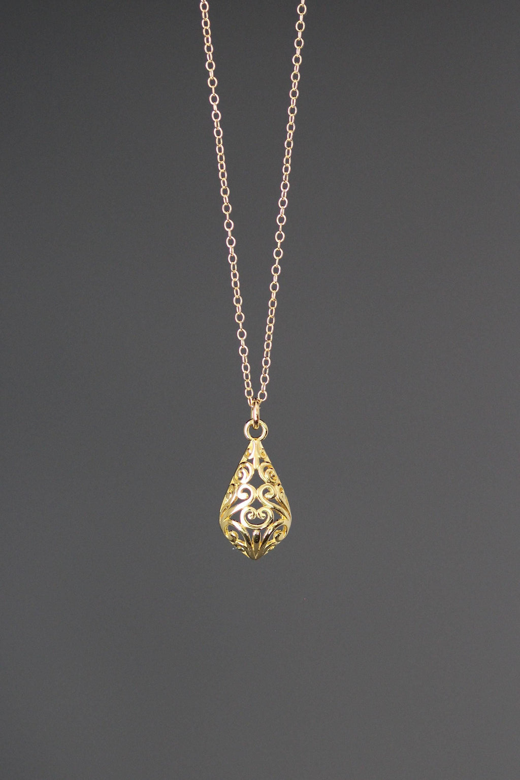 Gold Vermeil Filigree Pendant Necklace