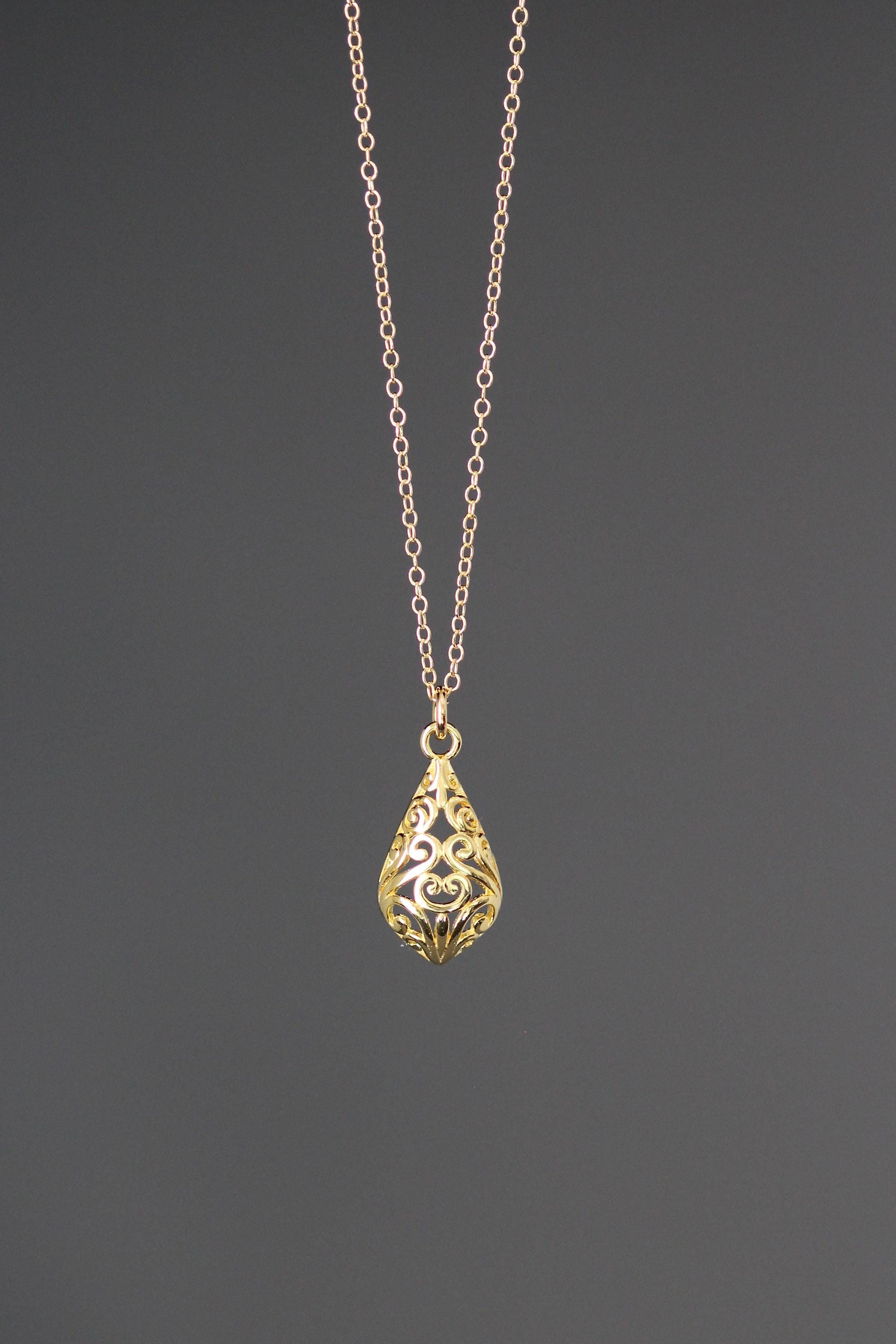 Gold Vermeil Filigree Pendant Necklace