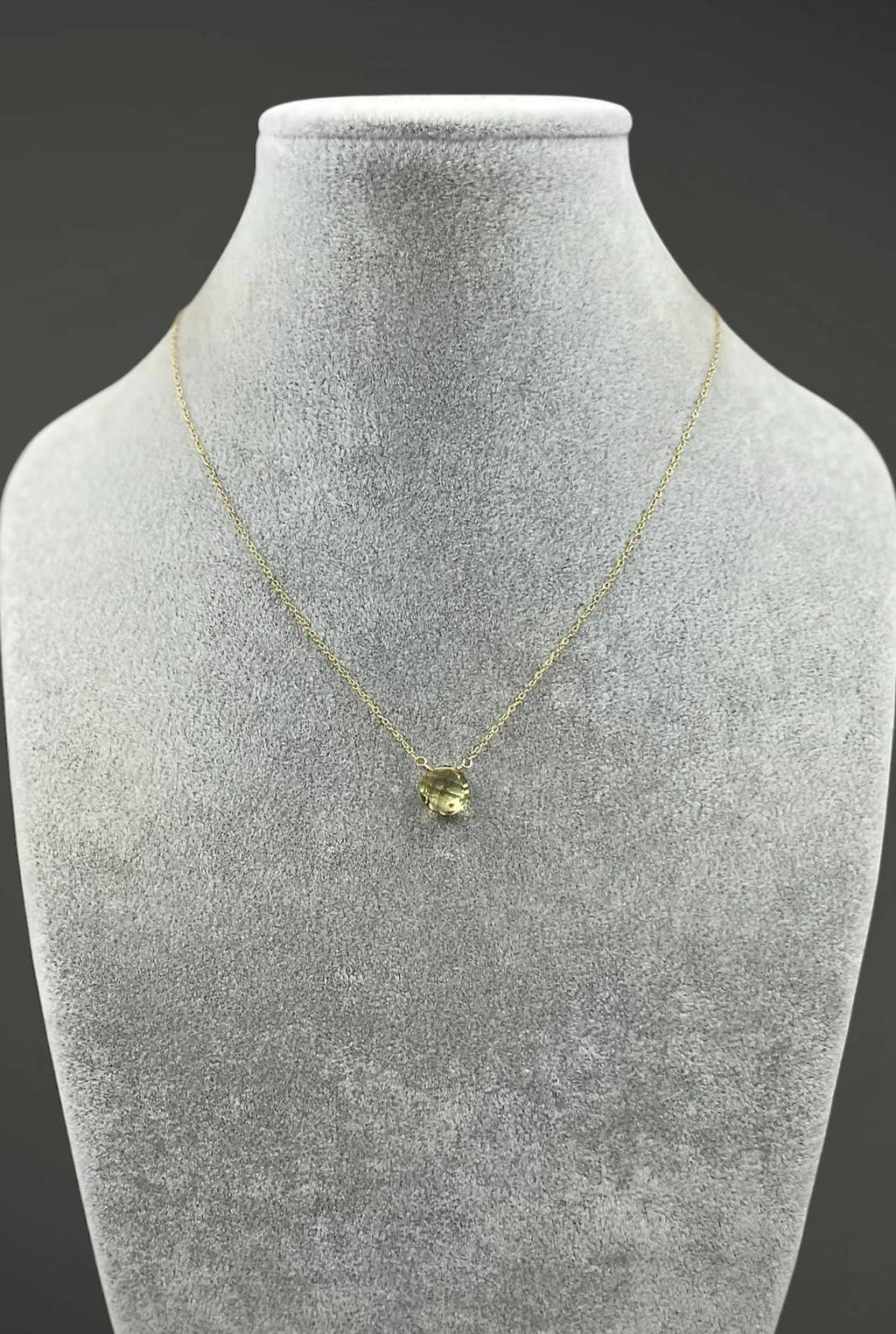 Wire Wrapped Yellow Lemon Quartz and Gold Necklace